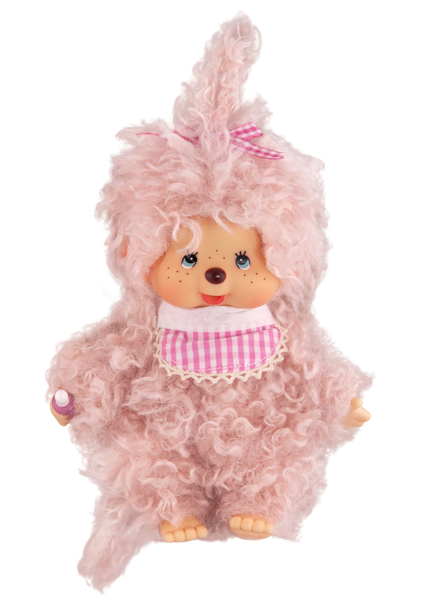 Monchhichi Fluffy Pink Beige Girl 8-Inch Plush Premium Cuddle Toy