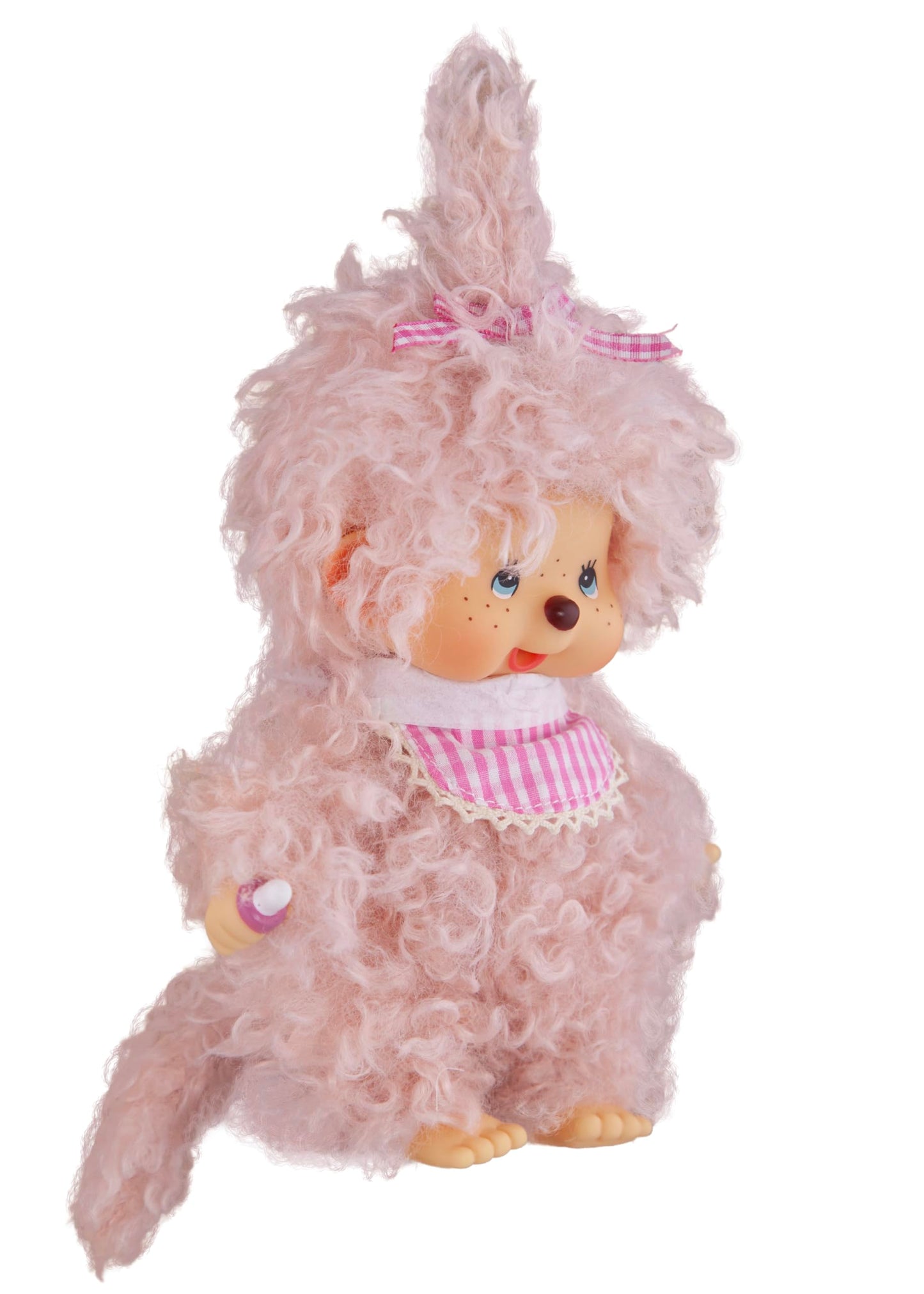 Monchhichi Fluffy Pink Beige Girl 8-Inch Plush Premium Cuddle Toy