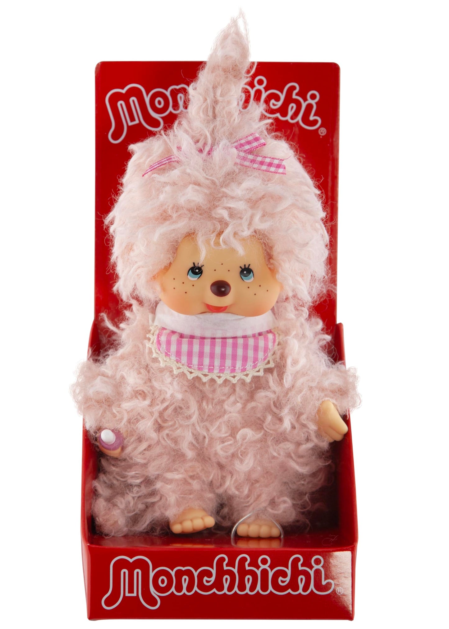 Monchhichi Fluffy Pink Beige Girl 8-Inch Plush Premium Cuddle Toy