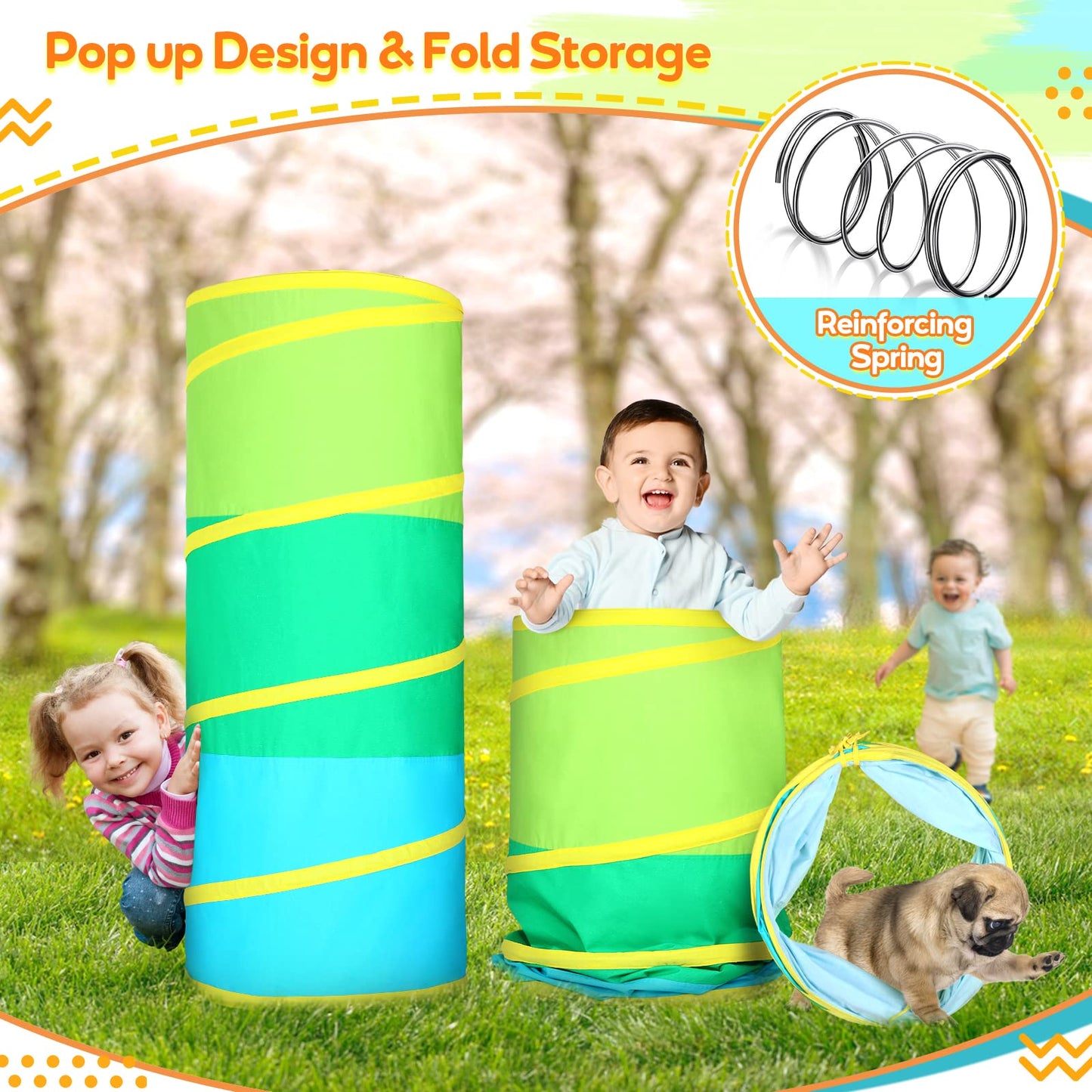 Moncoland Kids Play Tunnel Tent – Colorful Cotton Pop Up Crawl Tunnel for Toddlers