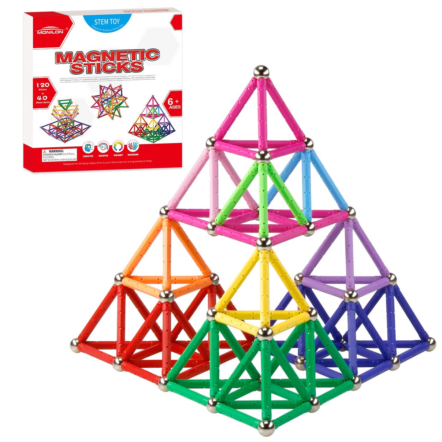 MONILON 160 Pcs Magnet Building Sticks – STEM Toy for Kids