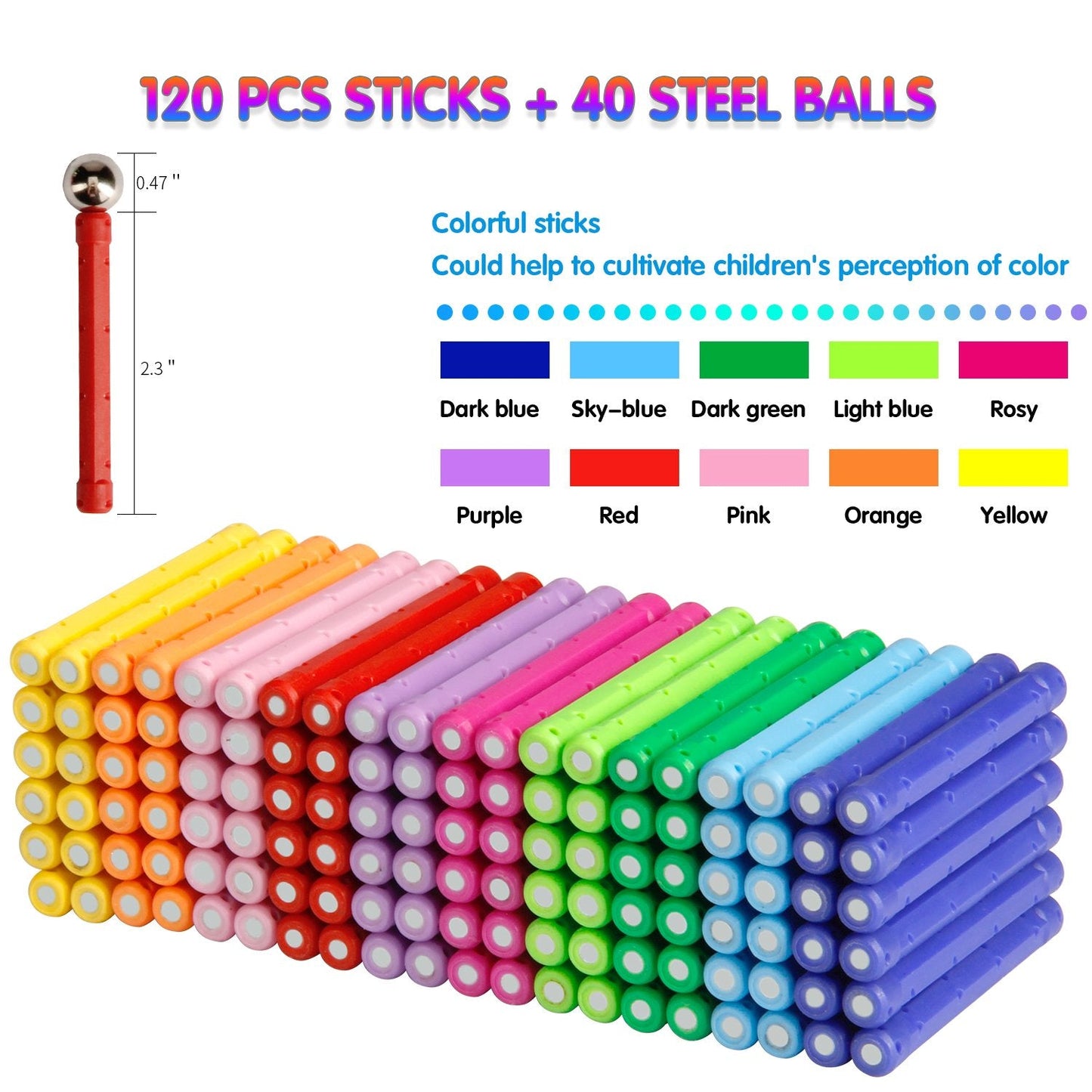 MONILON 160 Pcs Magnet Building Sticks – STEM Toy for Kids