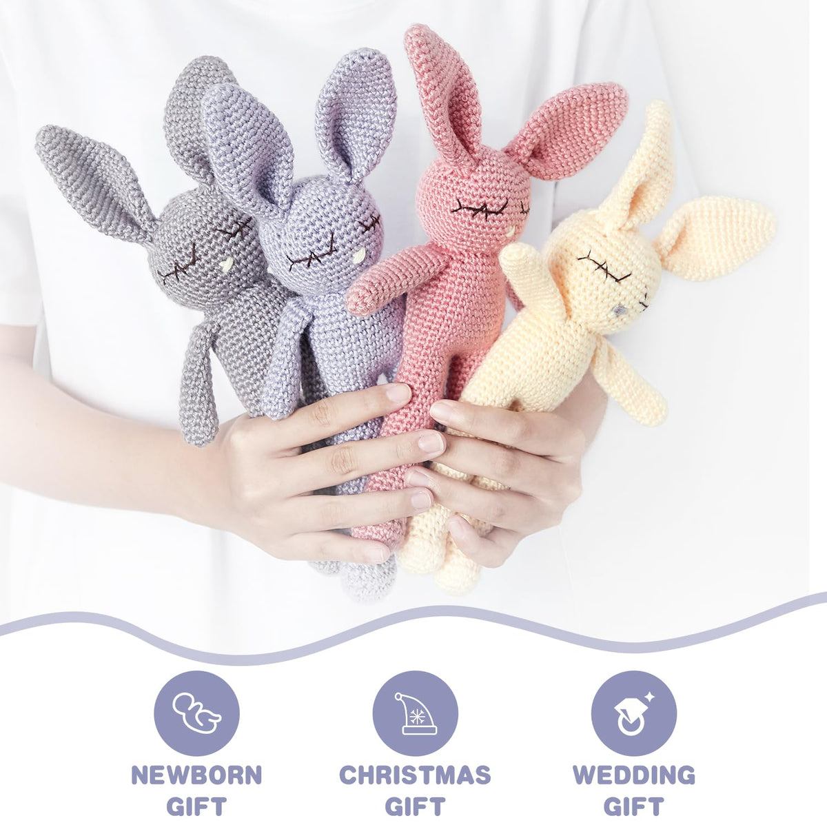 Moni's Choice Easter Crochet Bunny Plush – Handmade 11-Inch Lovey for Newborns