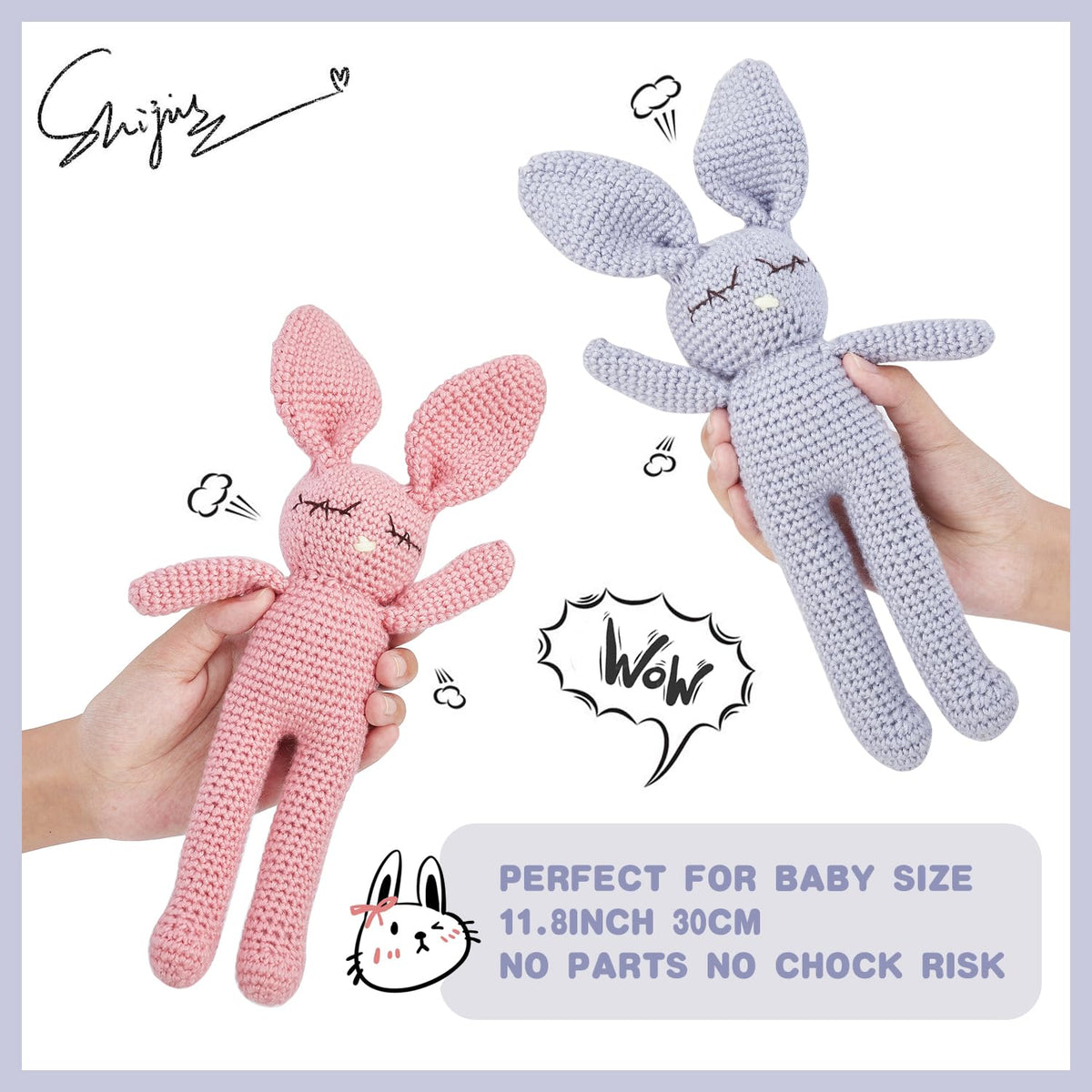 Moni's Choice Easter Crochet Bunny Plush – Handmade 11-Inch Lovey for Newborns