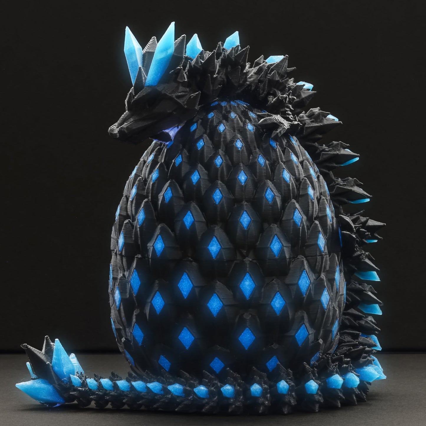 Monjita Glow-in-the-Dark Dragon Egg Toy | 3D Printed, Articulated Fidget Figure (Blue)