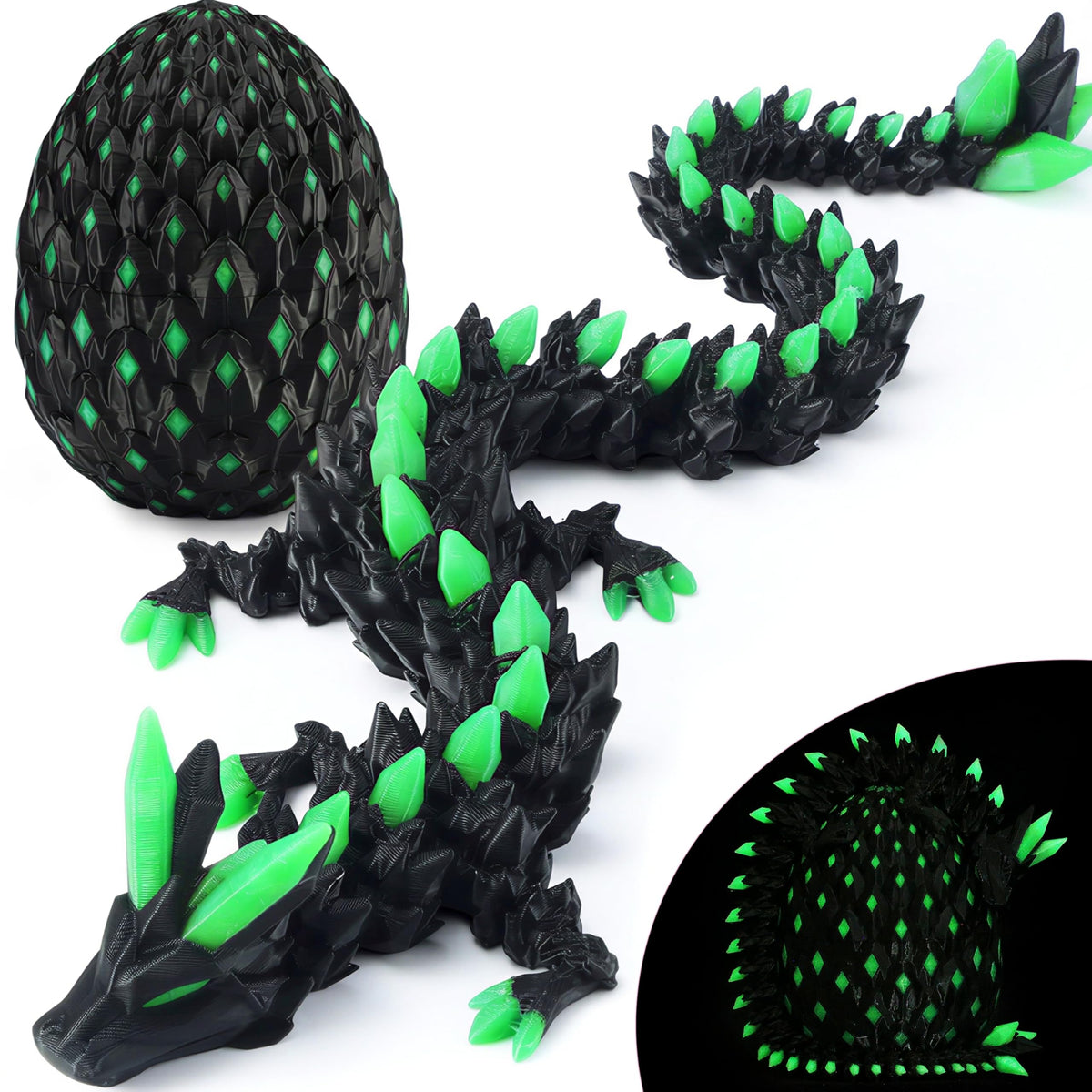 MONJITA Dragon Egg Toy — Glow-in-the-Dark 3D Dragon, Articulated & Hatchable