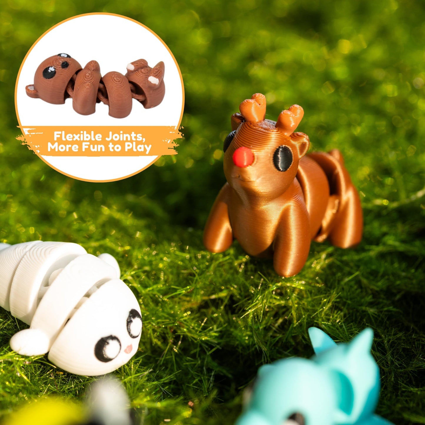 MONJITA 50 Pcs Mini 3D Printed Animal Figurines – Articulated Fidget Toys & Desk Decor