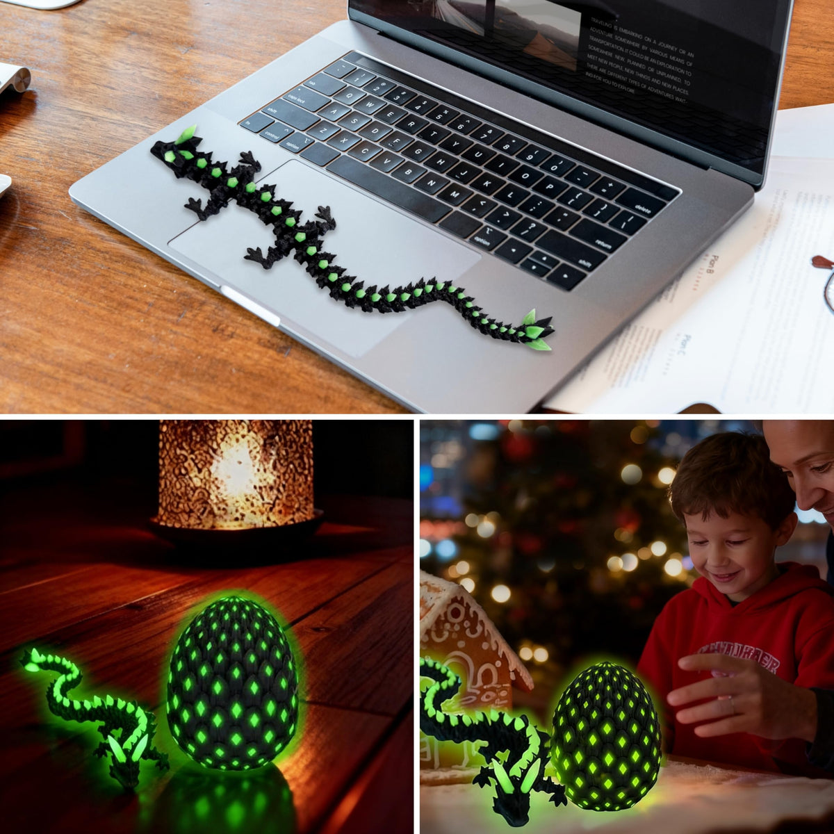 MONJITA Dragon Egg Toy — Glow-in-the-Dark 3D Dragon, Articulated & Hatchable