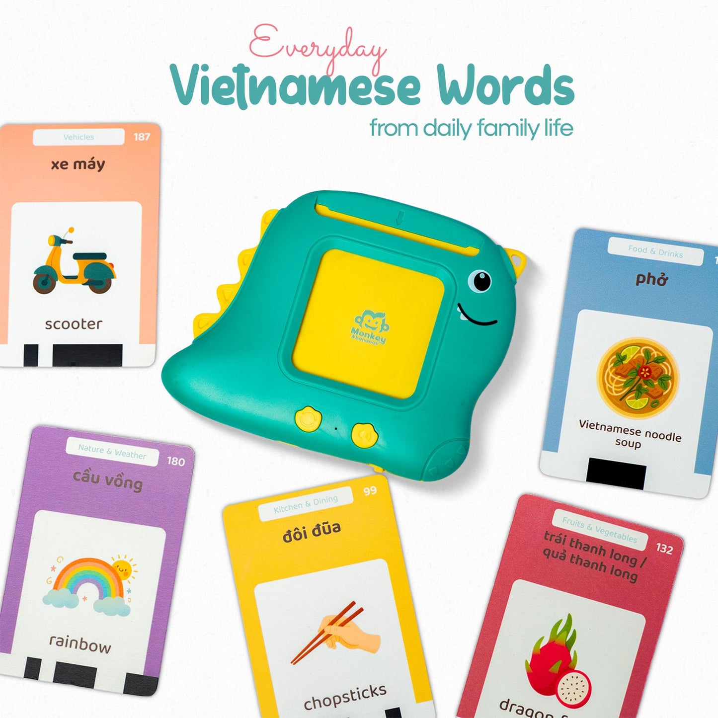 Monkey & Bananas Vietnamese–English Talking Flash Cards | Bilingual Learning Kit for Toddlers 2–6