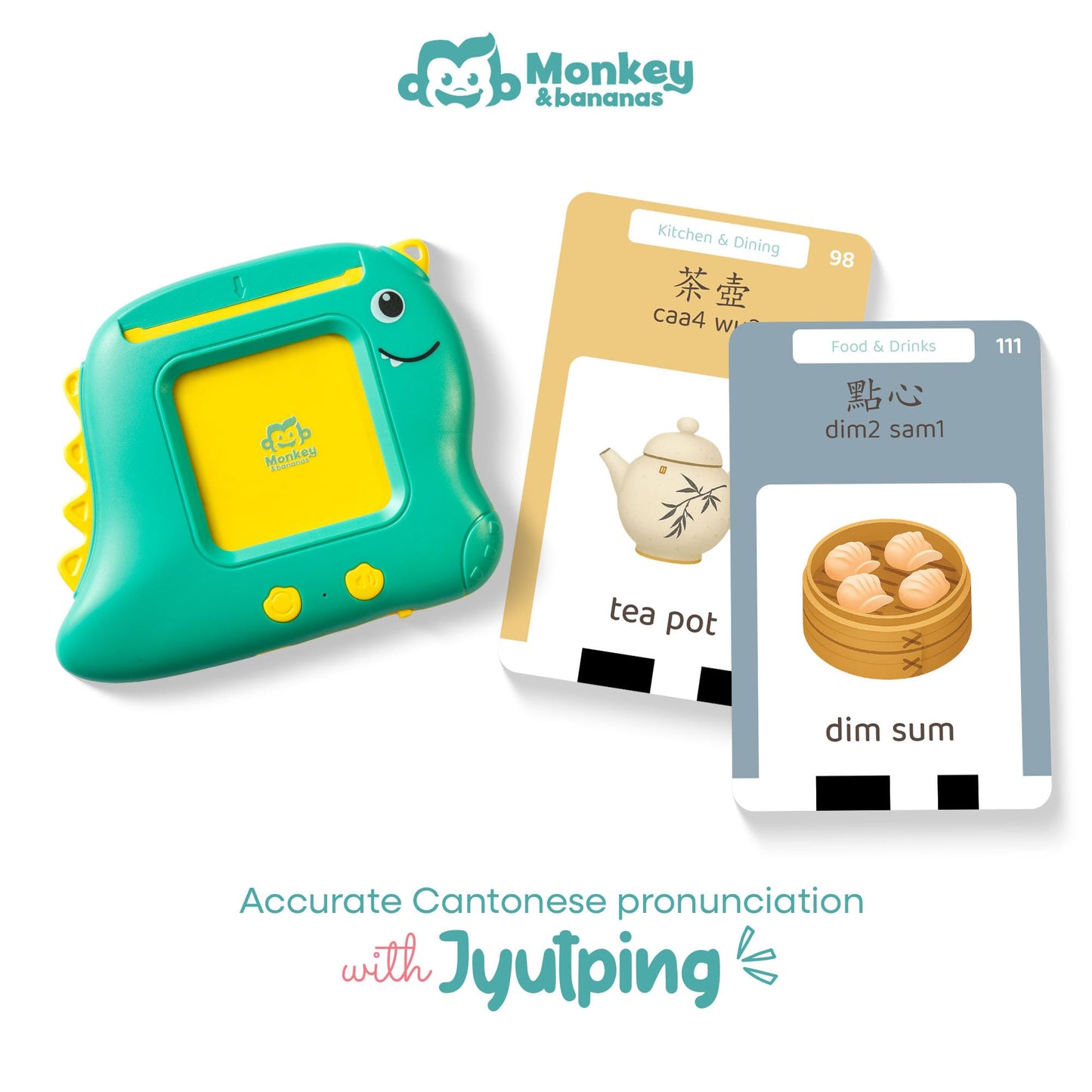 Monkey & Bananas Cantonese–English Talking Flash Cards | Traditional Chinese & Jyutping | Screen-Free Bilingual Toy for Toddlers 2–6