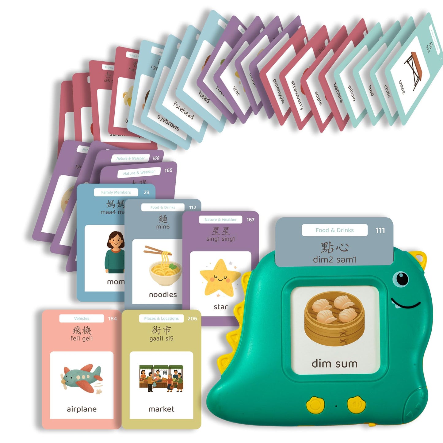 Monkey & Bananas Cantonese–English Talking Flash Cards | Traditional Chinese & Jyutping | Screen-Free Bilingual Toy for Toddlers 2–6