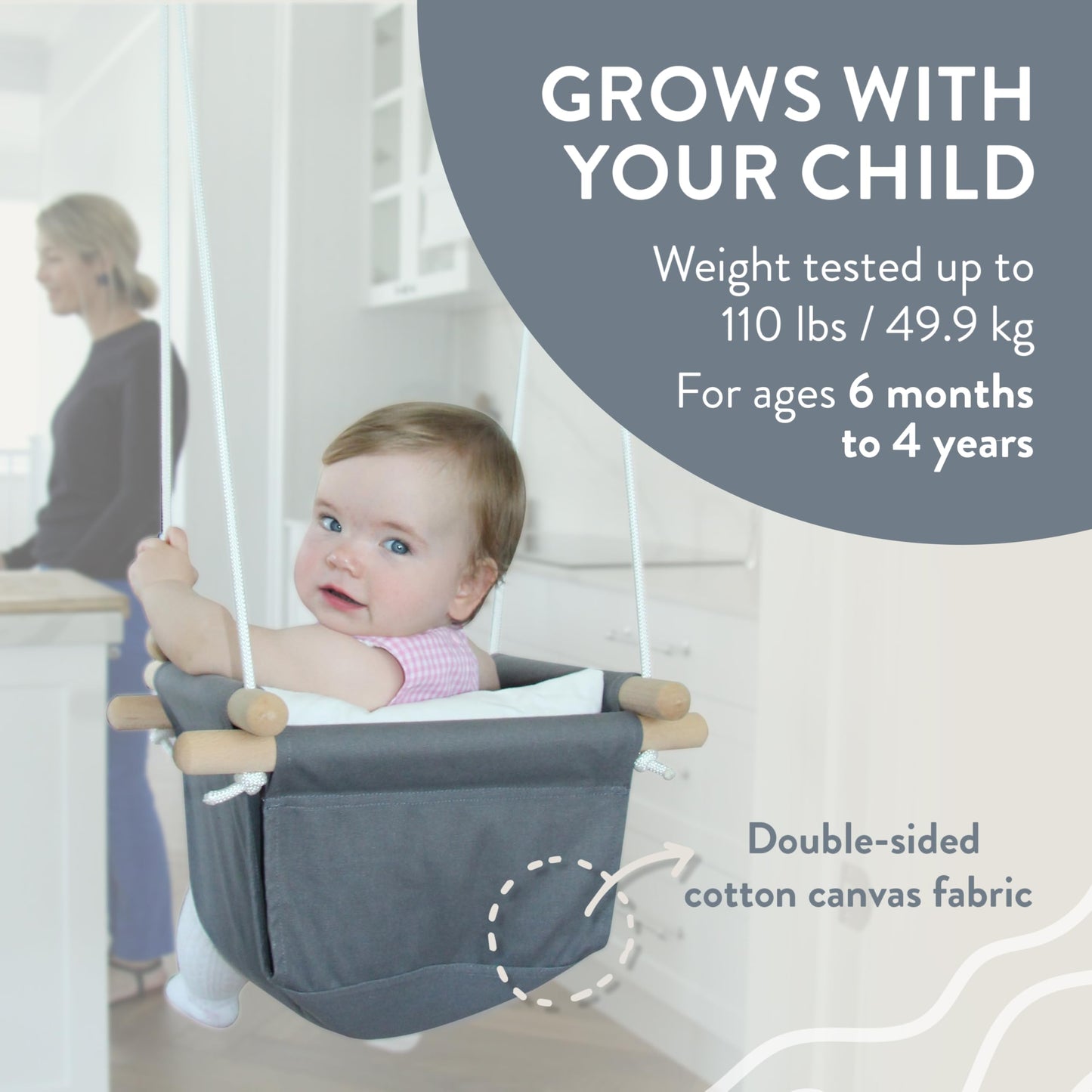 Monkey & Mouse Baby Swing – Cream Indoor Outdoor Hanging Chair for 6 Months to 4 Years