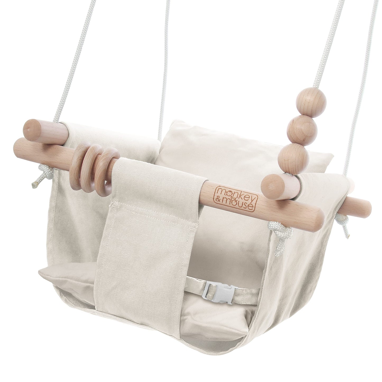Monkey & Mouse Baby Swing – Cream Indoor Outdoor Hanging Chair for 6 Months to 4 Years