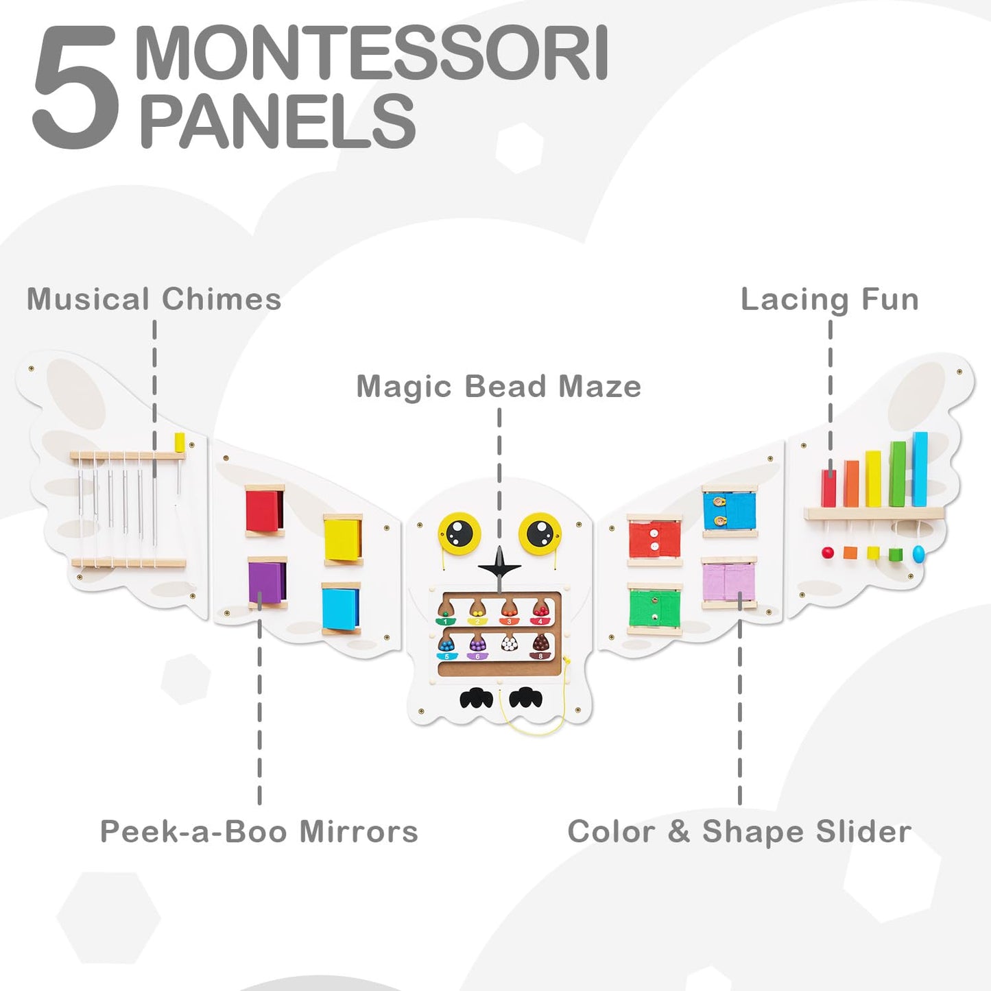 Monläurd Montessori Owl Busy Board – Wooden Sensory Wall Panel for Toddlers (6M+) Screen-Free Learning