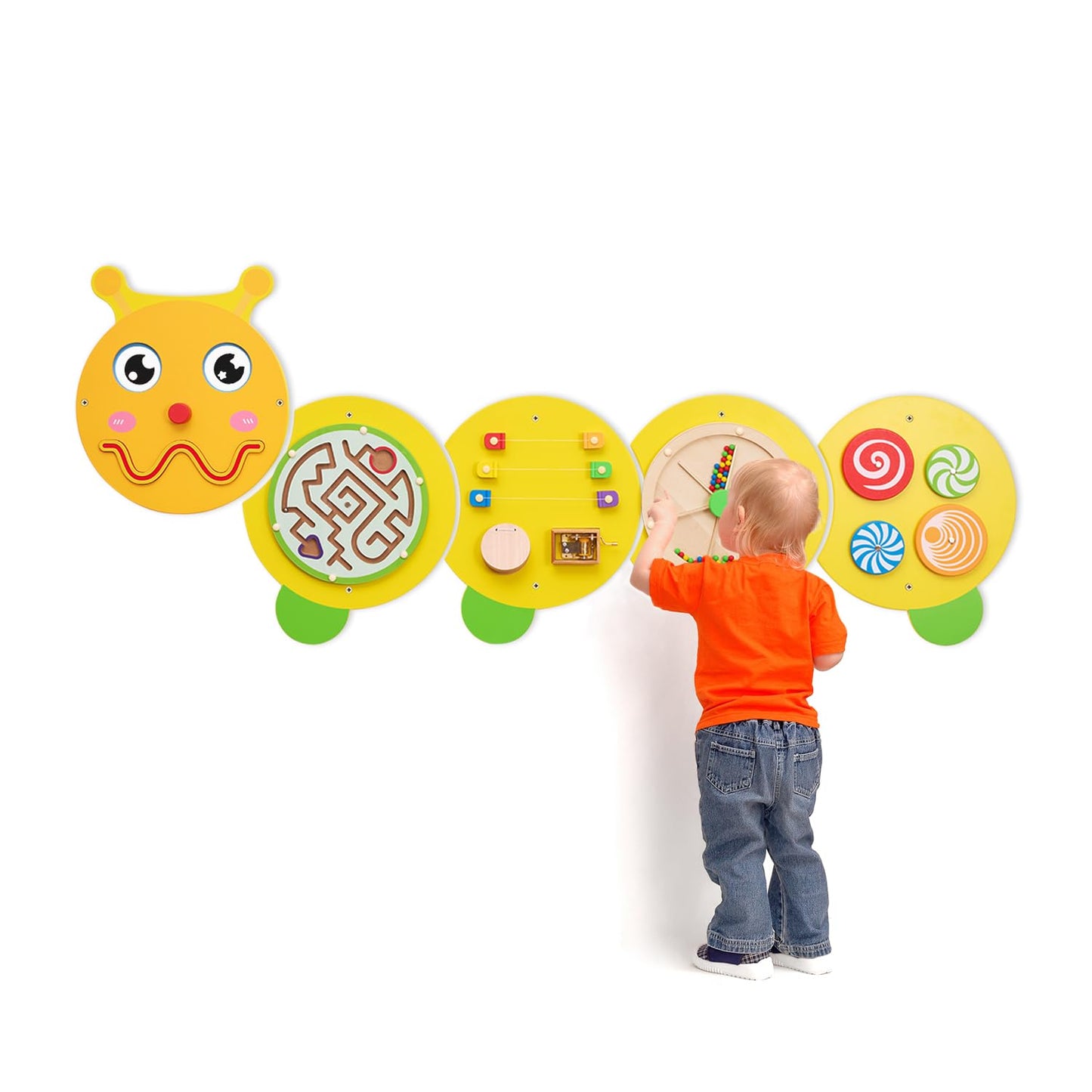 Monläurd Caterpillar Montessori Busy Board | Wooden Educational Toy for 6 Months+