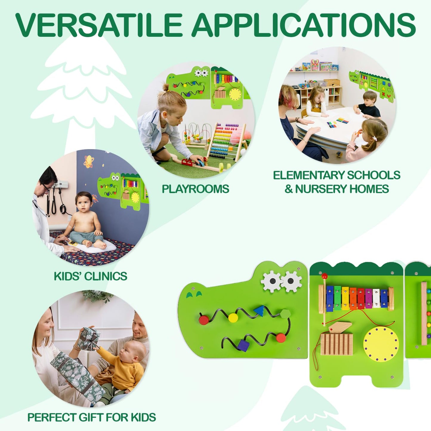Monläurd Crocodile Montessori Busy Board - Sensory & Educational Wall Toy for Ages 6m+