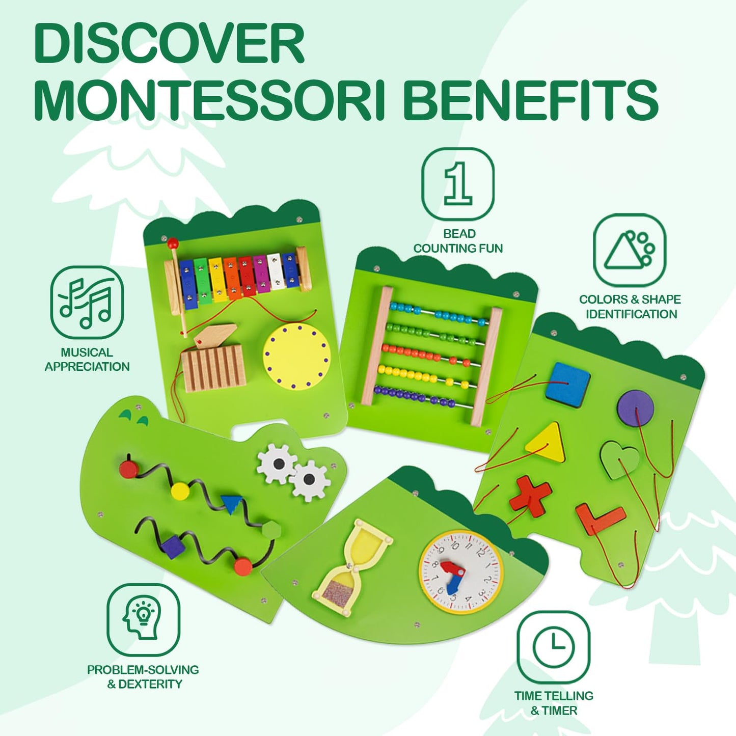 Monläurd Crocodile Montessori Busy Board - Sensory & Educational Wall Toy for Ages 6m+