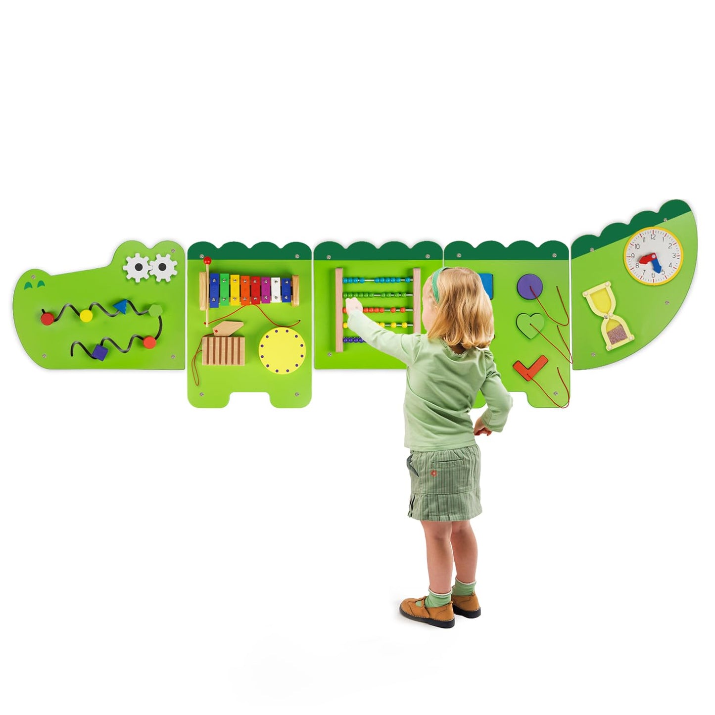 Monläurd Crocodile Montessori Busy Board - Sensory & Educational Wall Toy for Ages 6m+