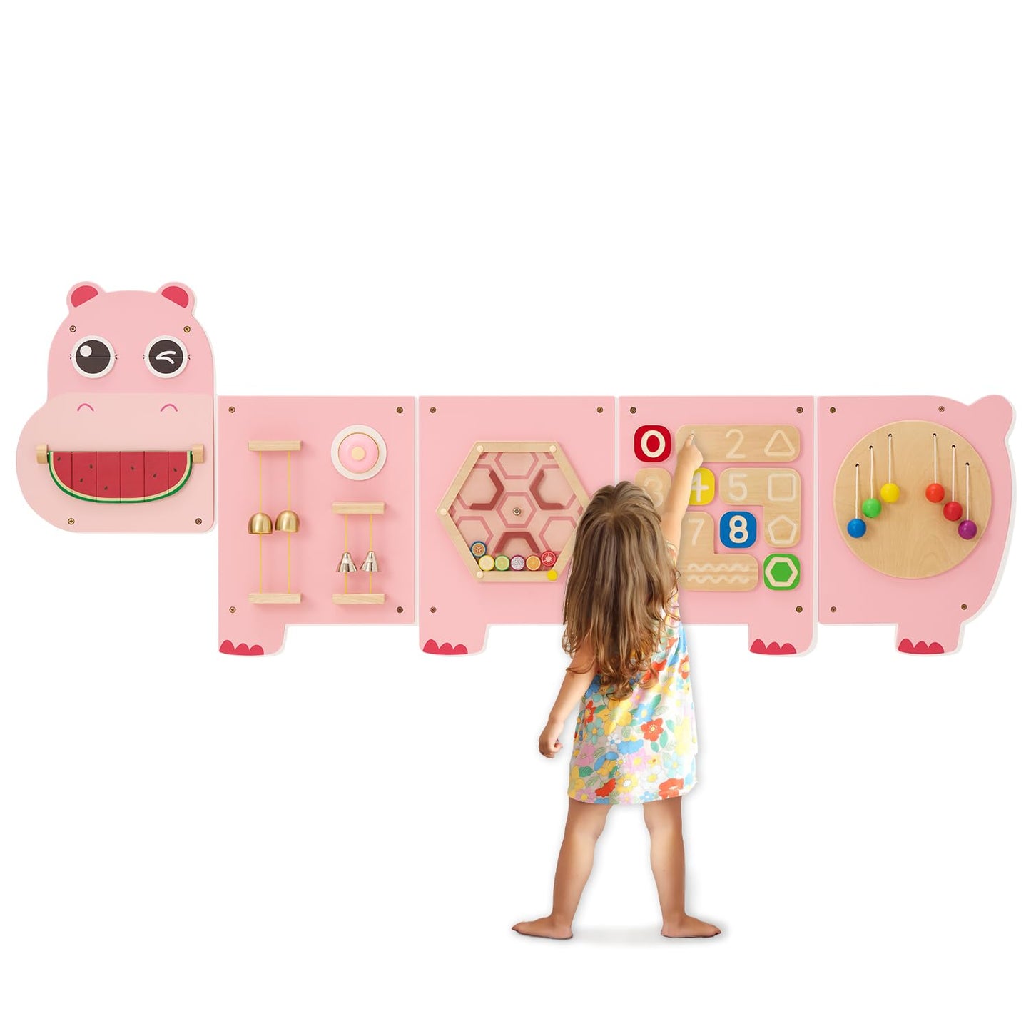 Monläurd Hippo Montessori Busy Board – Sensory Wall Panel for Kids 6m+
