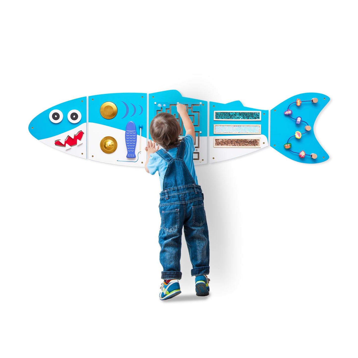 Monläurd Shark Montessori Busy Board – Sensory Wall Panel for Learning & Play (6M+)