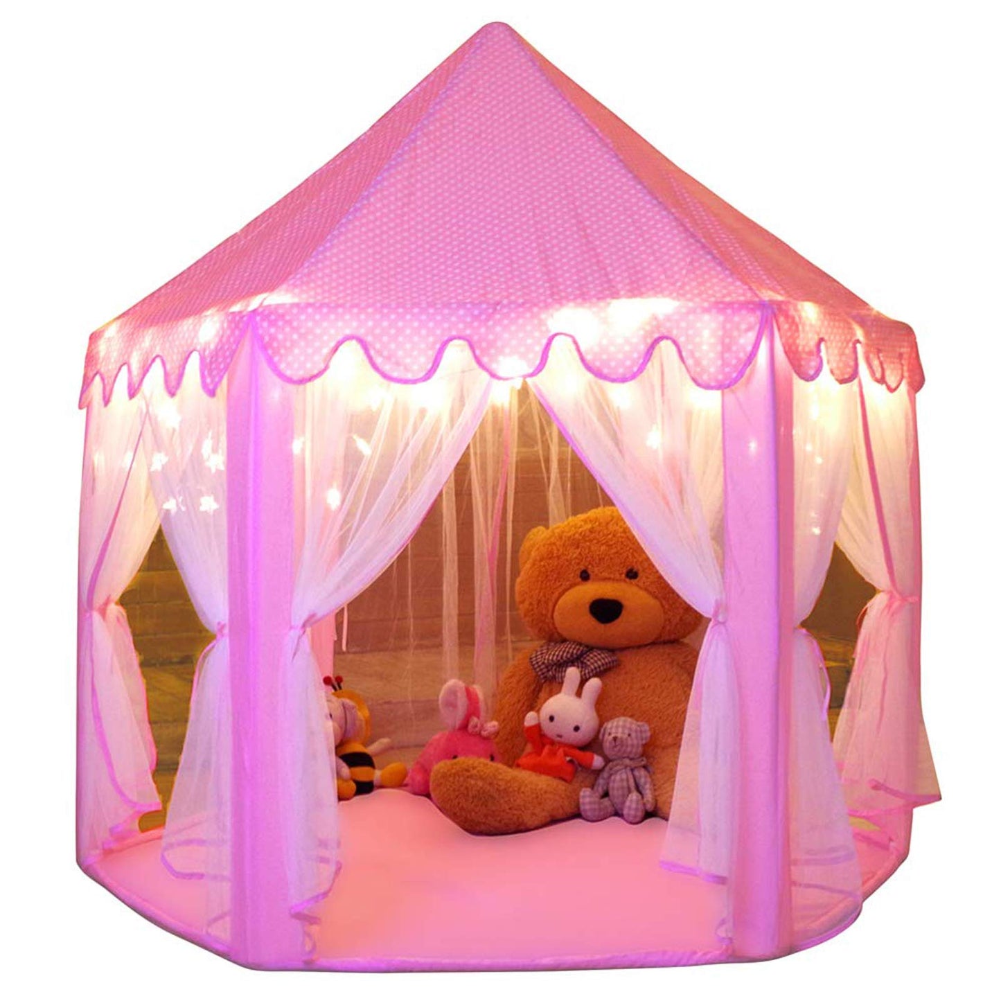 Monobeach Princess Tent – Large Play Castle for Girls with Star Lights, 55x53 inches