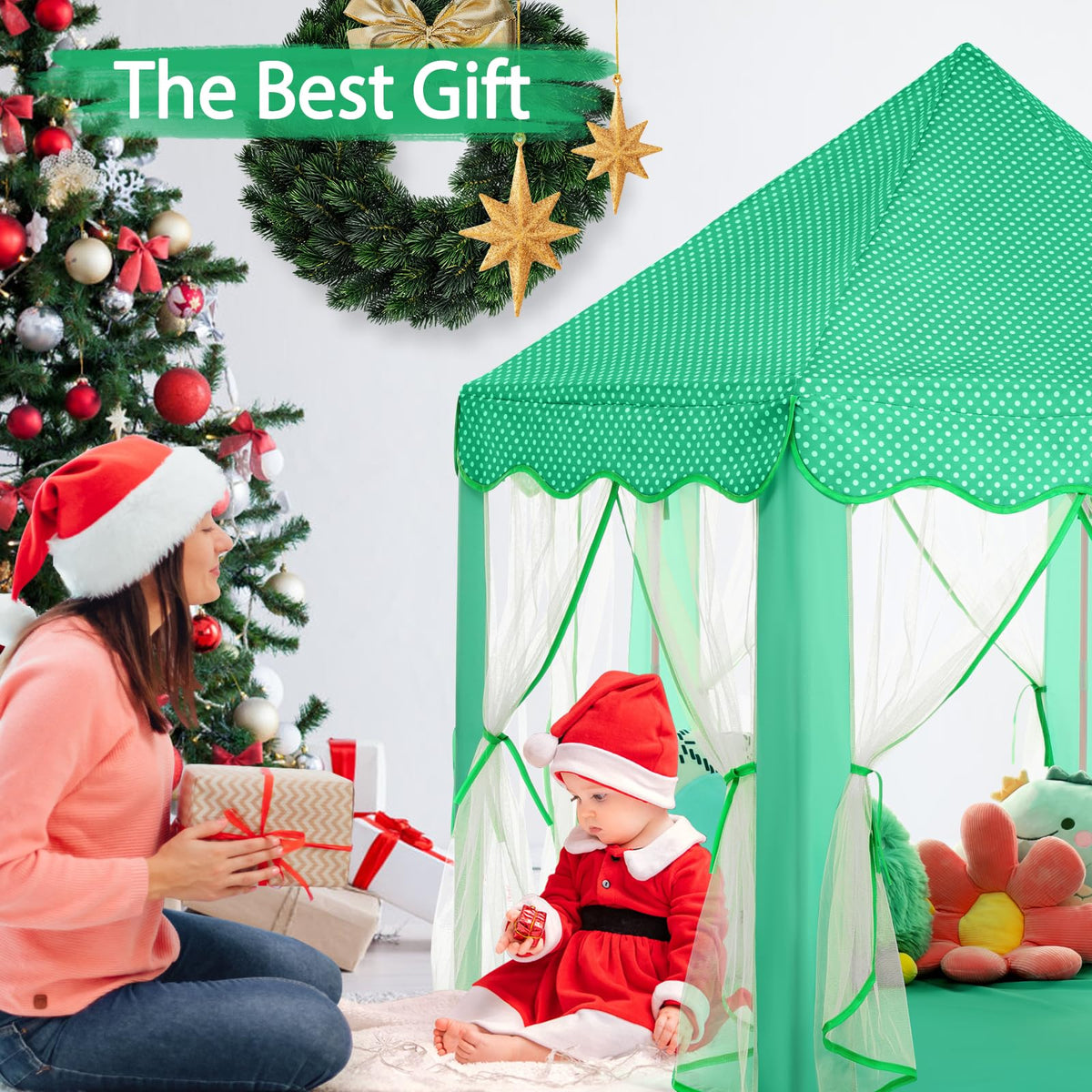 Monobeach Princess Tent Green – Large Kids Playhouse for Indoor & Outdoor Fun