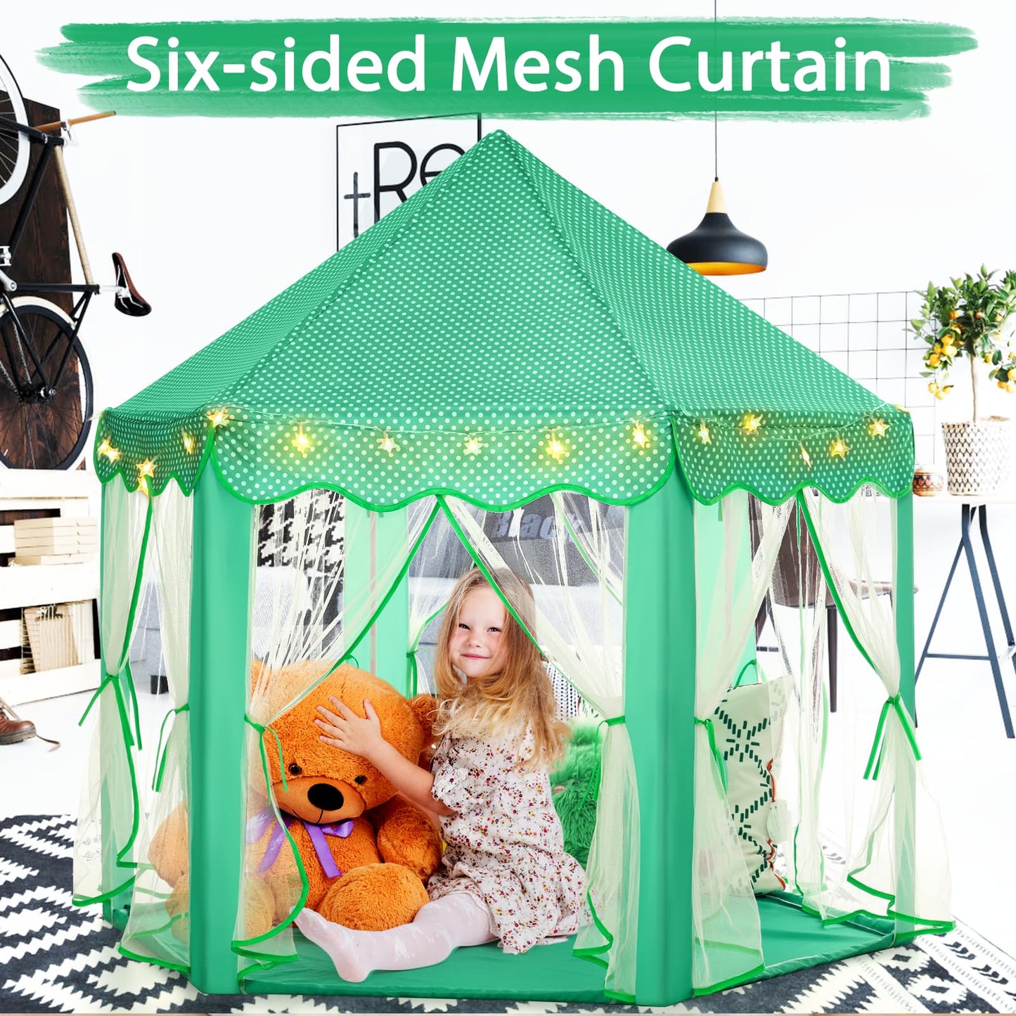 Monobeach Princess Tent Green – Large Kids Playhouse for Indoor & Outdoor Fun