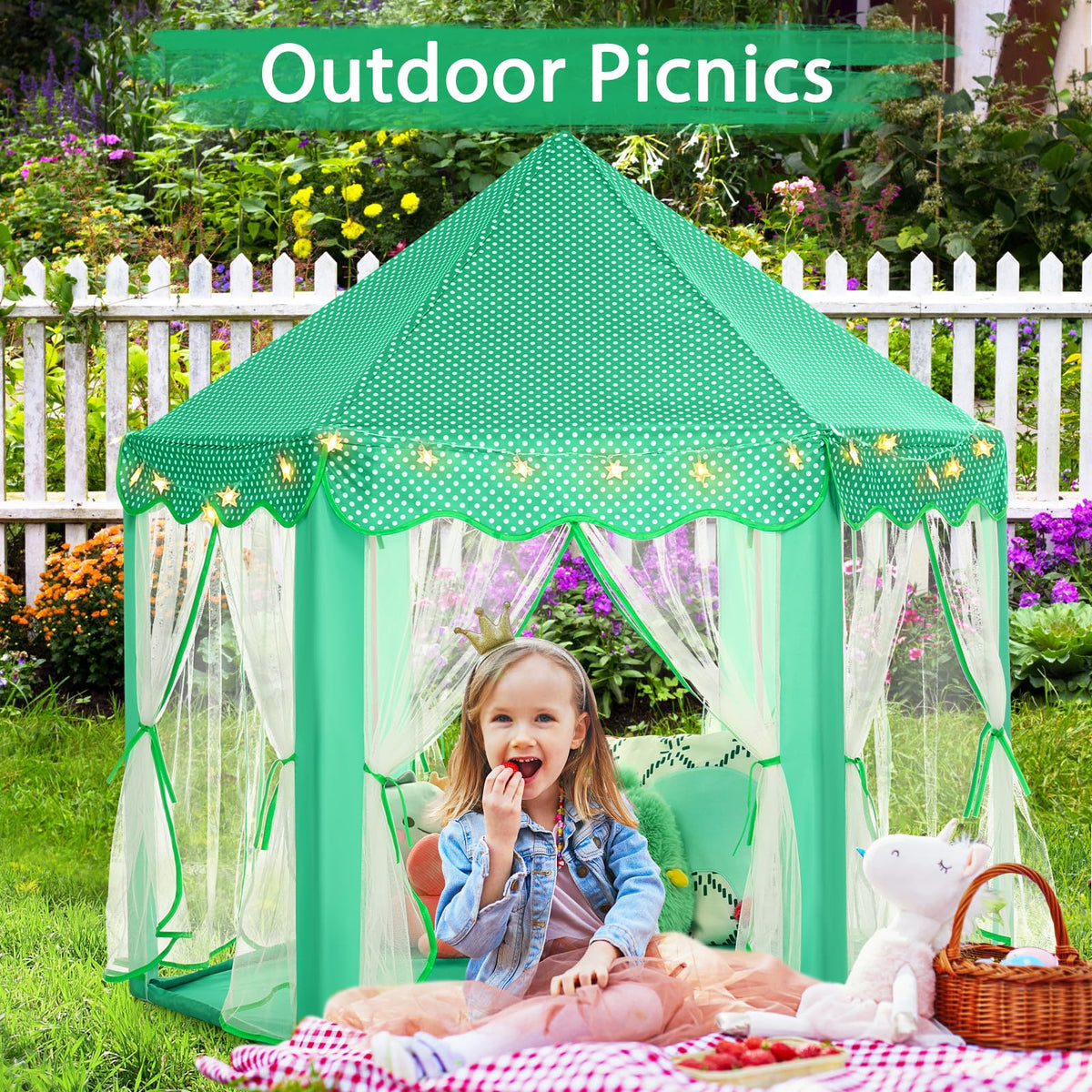 Monobeach Princess Tent Green – Large Kids Playhouse for Indoor & Outdoor Fun