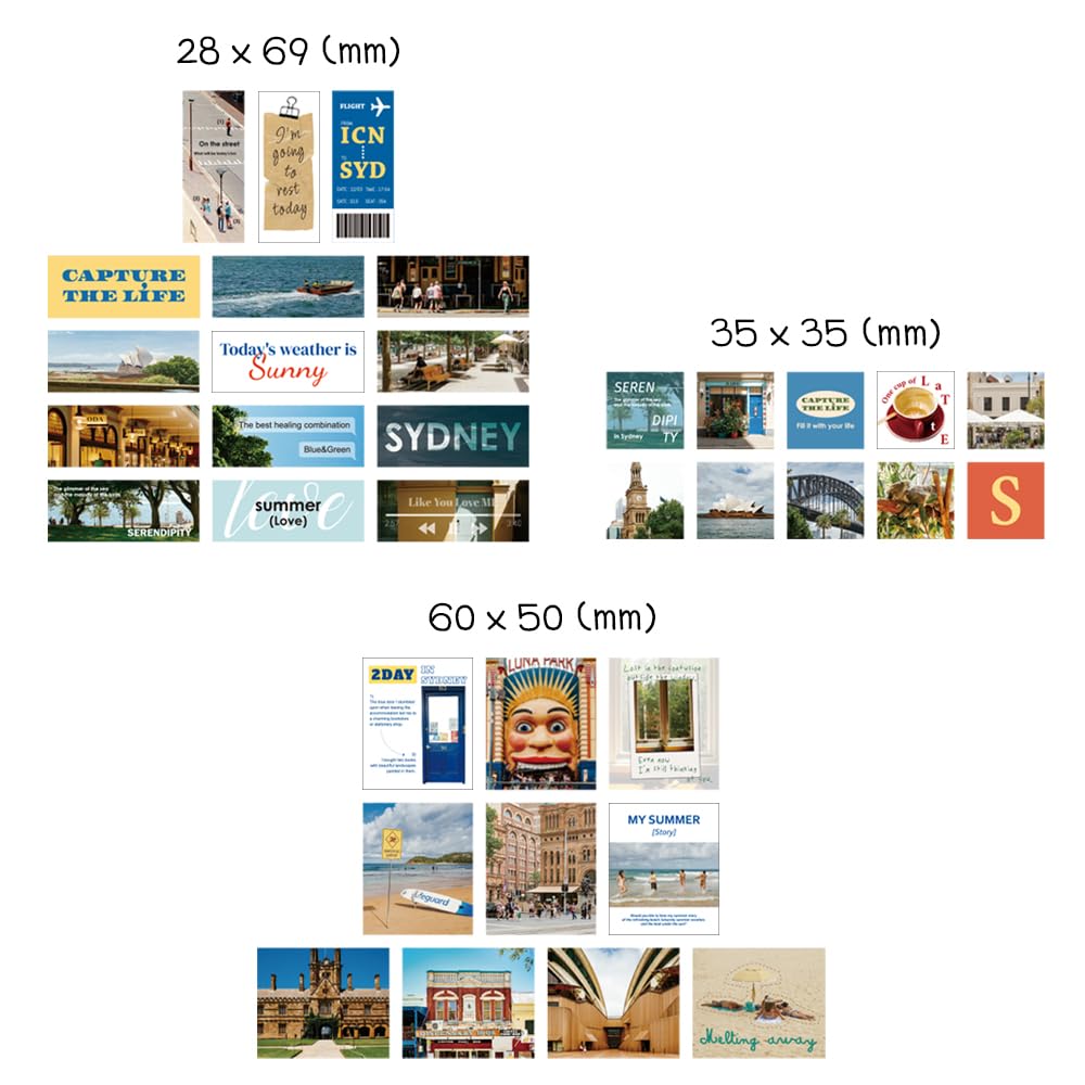 Monolike Capture The Life Sticker Pack Sydney (102Pcs) – Journal & Scrapbook Variety