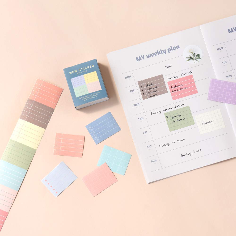 Monolike Wow Sticker Plan Ver.1 + Ver.2 Set – Mini Square Stickers