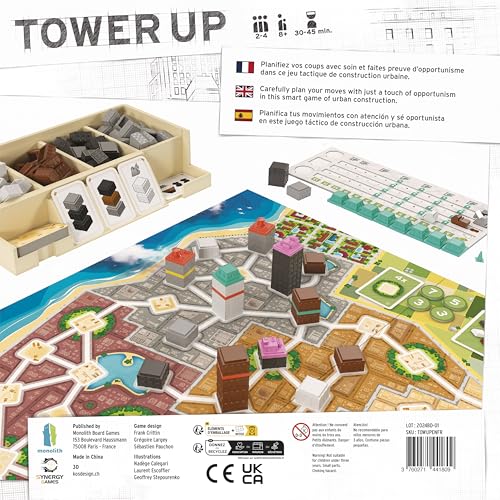 Monolith Board Games: Tower Up – City Building Strategy Game for 2-4 Players (Ages 8+) | 30–45 Minutes