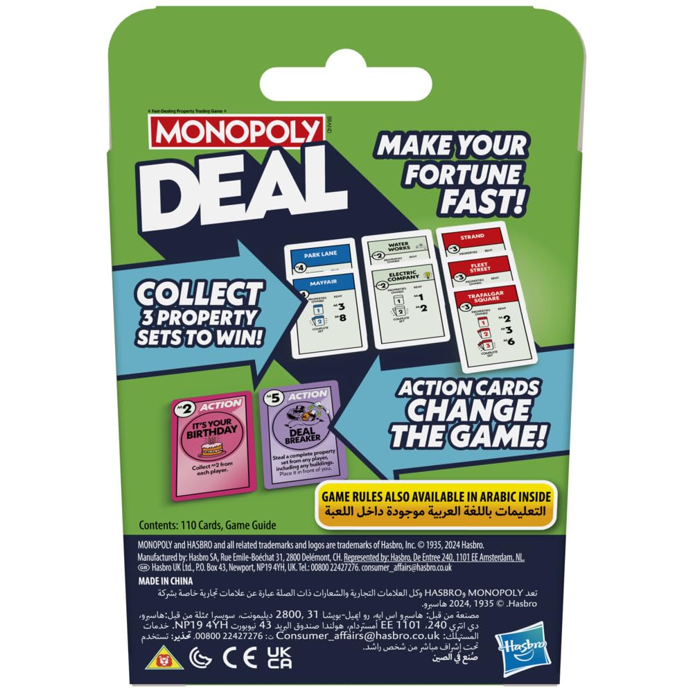 Monopoly Deal Card Game – Fast, Fun Property Trading for Ages 8–99