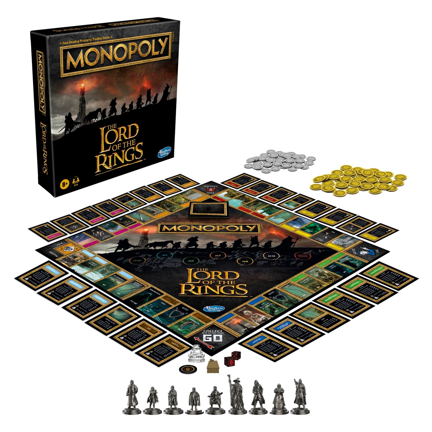 Monopoly: The Lord of the Rings Edition Board Game – Fellowship Members, Ring of Power, 2-6 Players (Amazon Exclusive)