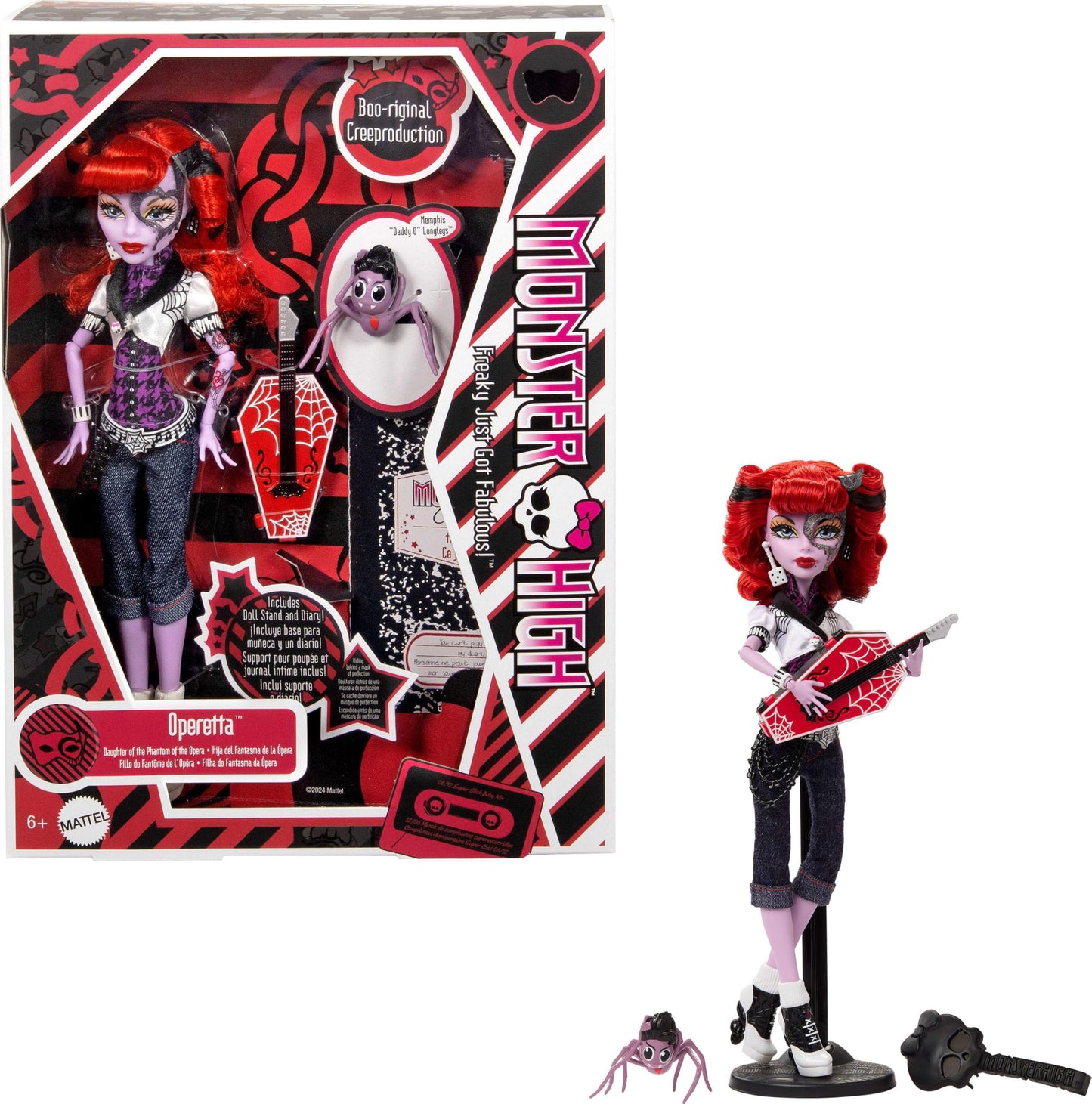 Monster High Boo-riginal Creeproduction Doll: Operetta with Stand, Diary & Memphis Longlegs