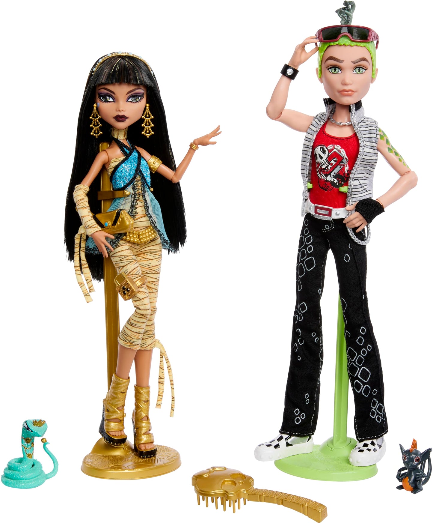 Monster High Booriginal Creeproduction Dolls 2-Pack: Cleo De Nile & Deuce Gorgon Collectibles with Stands, Diaries & Pets
