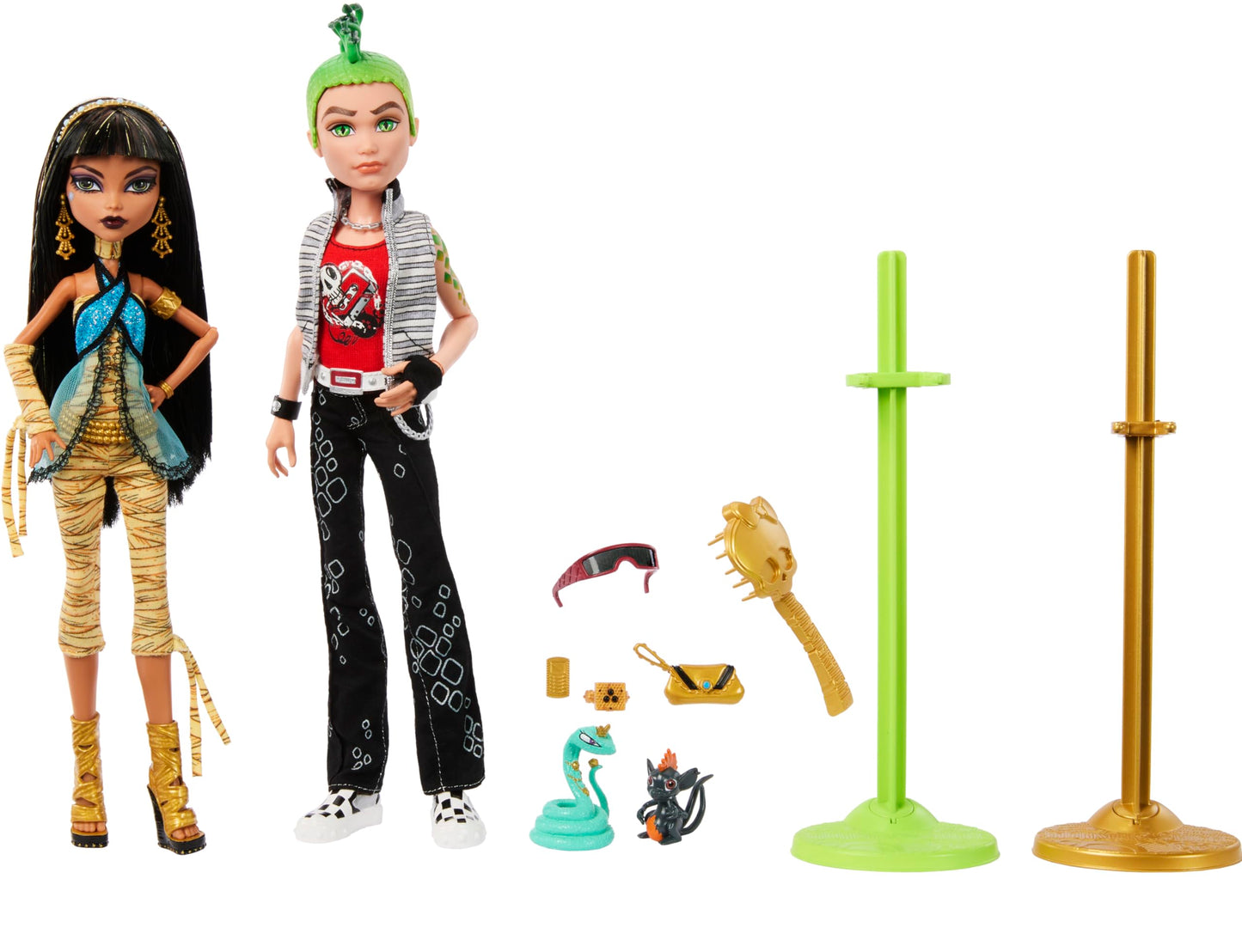 Monster High Booriginal Creeproduction Dolls 2-Pack: Cleo De Nile & Deuce Gorgon Collectibles with Stands, Diaries & Pets