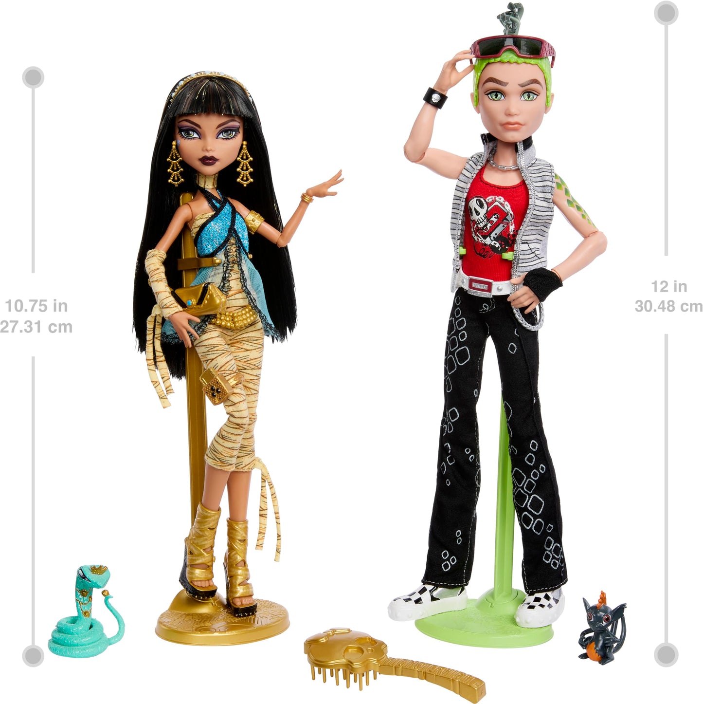Monster High Booriginal Creeproduction Dolls 2-Pack: Cleo De Nile & Deuce Gorgon Collectibles with Stands, Diaries & Pets