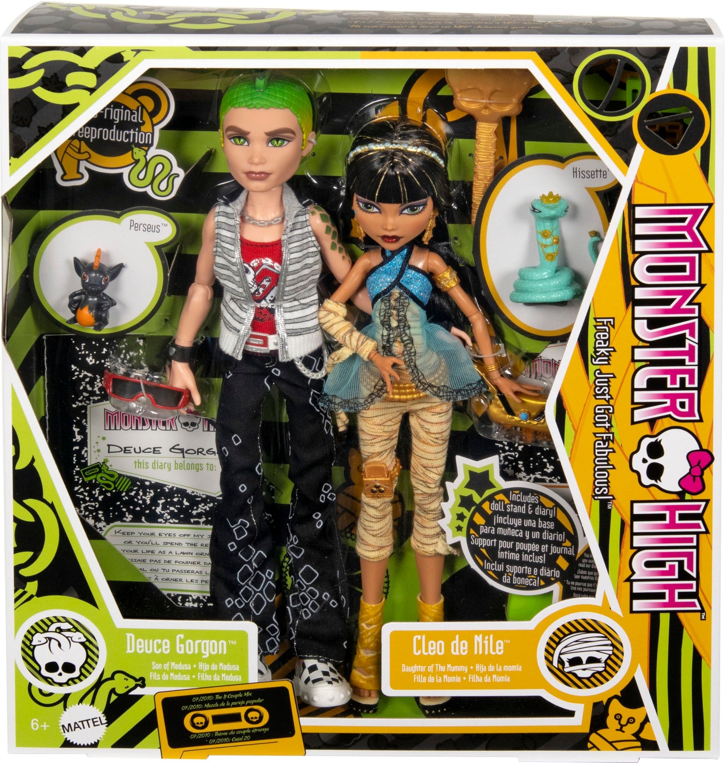 Monster High Booriginal Creeproduction Dolls 2-Pack: Cleo De Nile & Deuce Gorgon Collectibles with Stands, Diaries & Pets