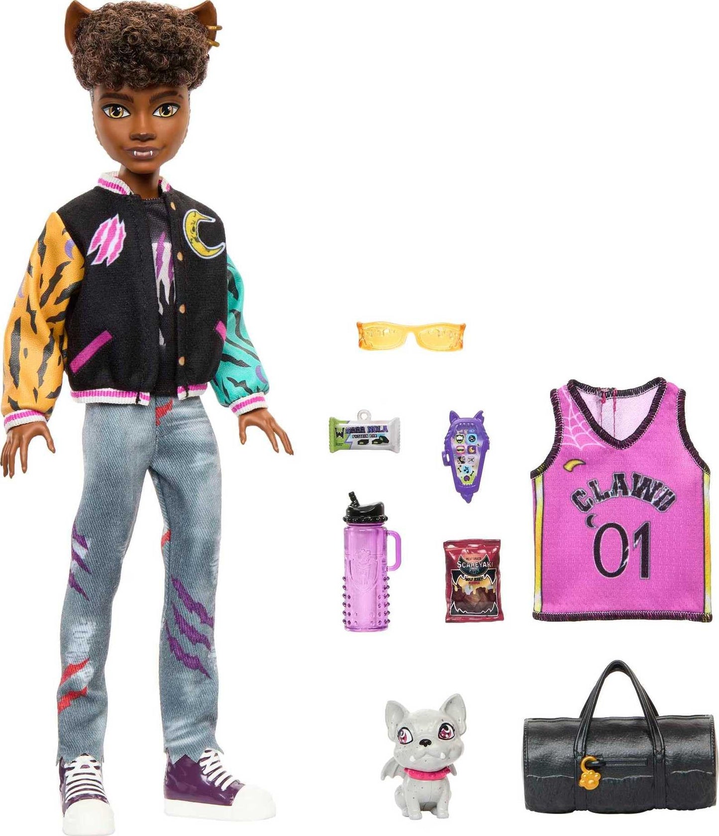 Monster High Clawd Wolf Doll with Rockseena Gargoyle Bulldog & Accessories