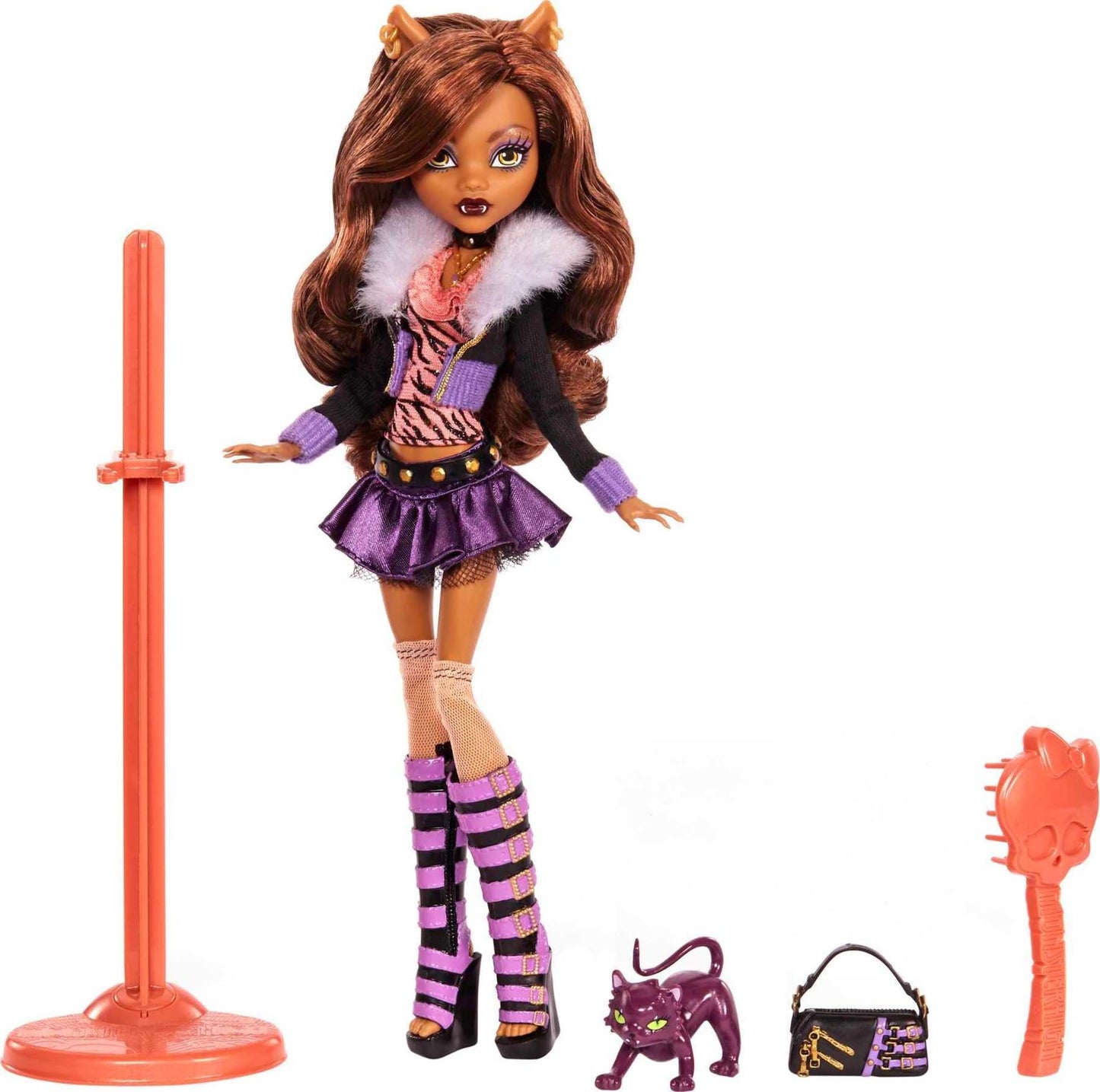 Monster High Clawdeen Wolf Reproduction Doll – Original Fashion, Crescent Pet, Stand & Accessories | 10.5-Inch Collectible Toy