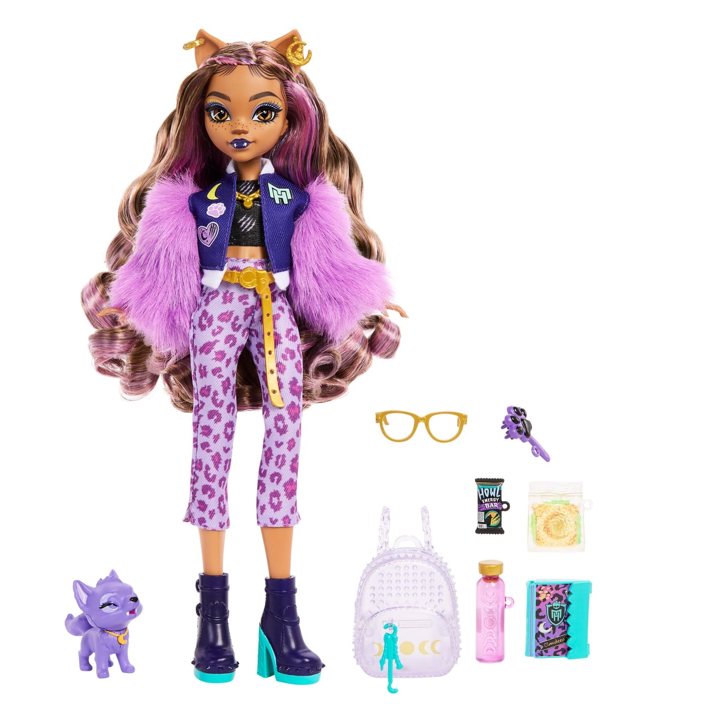 Monster High Clawdeen Wolf Doll with Crescent & Accessories – Poseable Playset