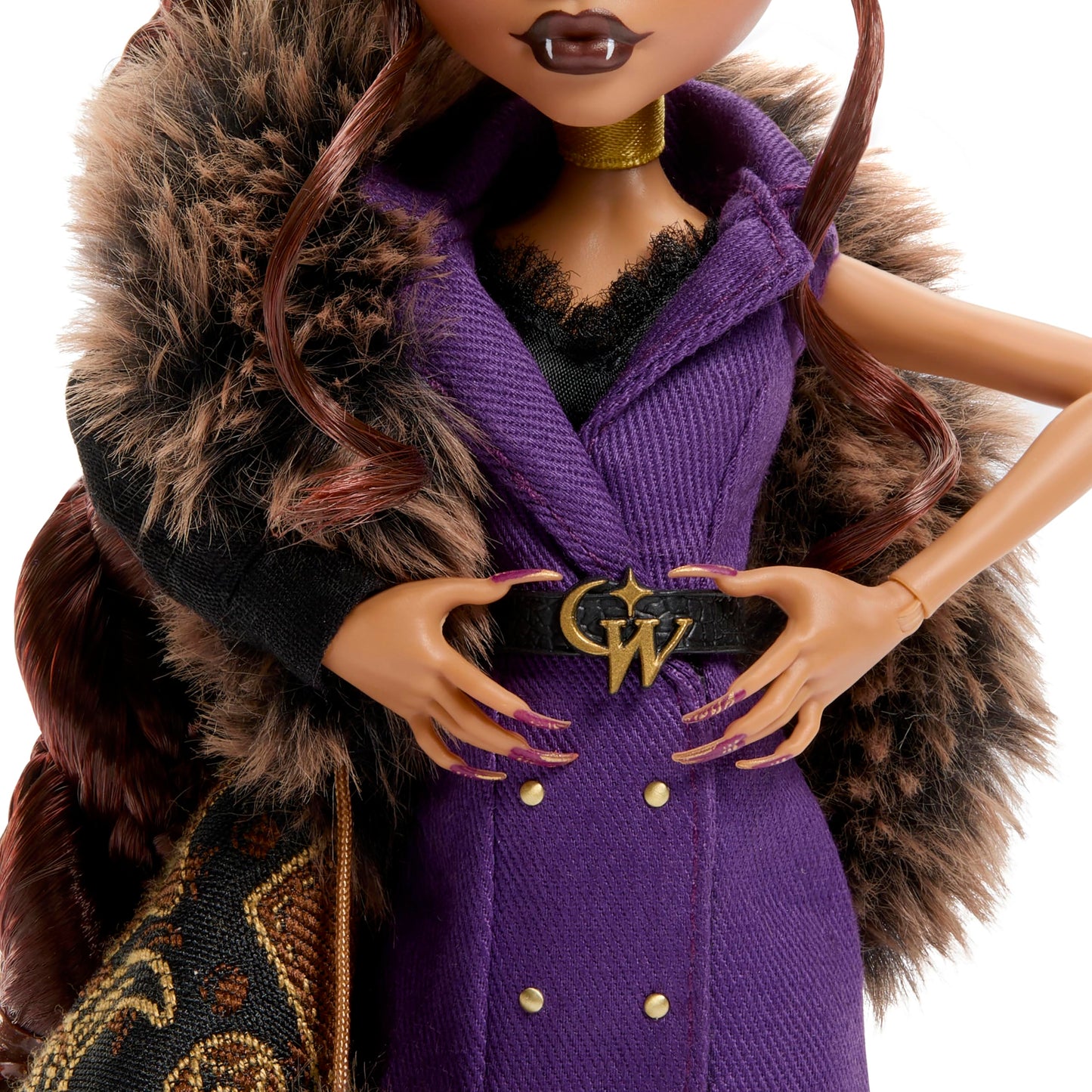 Monster High Clawdeen Wolf House of Wolf Collectible Doll – Faux Fur Coat, Purple Blazer Dress & Pantaboots
