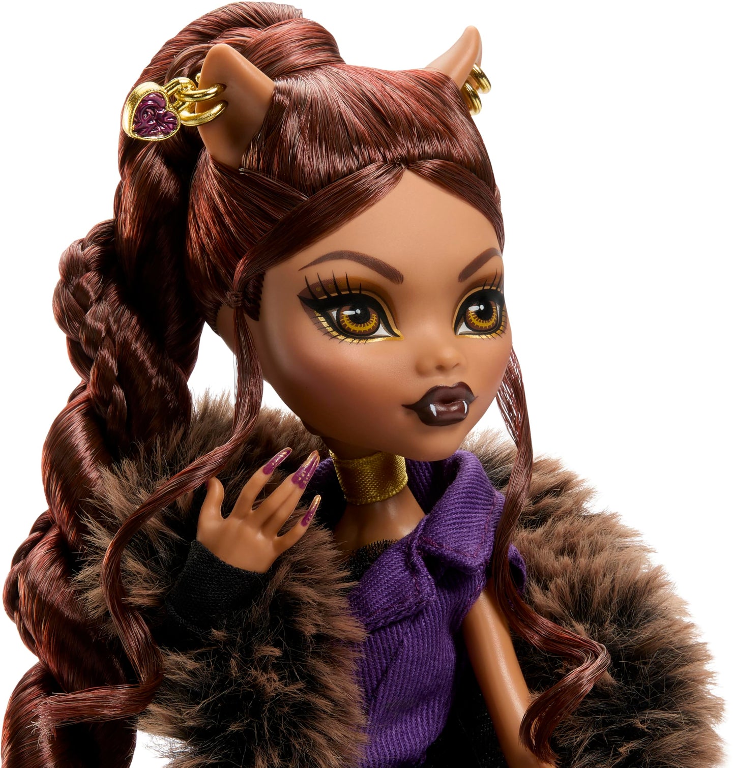 Monster High Clawdeen Wolf House of Wolf Collectible Doll – Faux Fur Coat, Purple Blazer Dress & Pantaboots