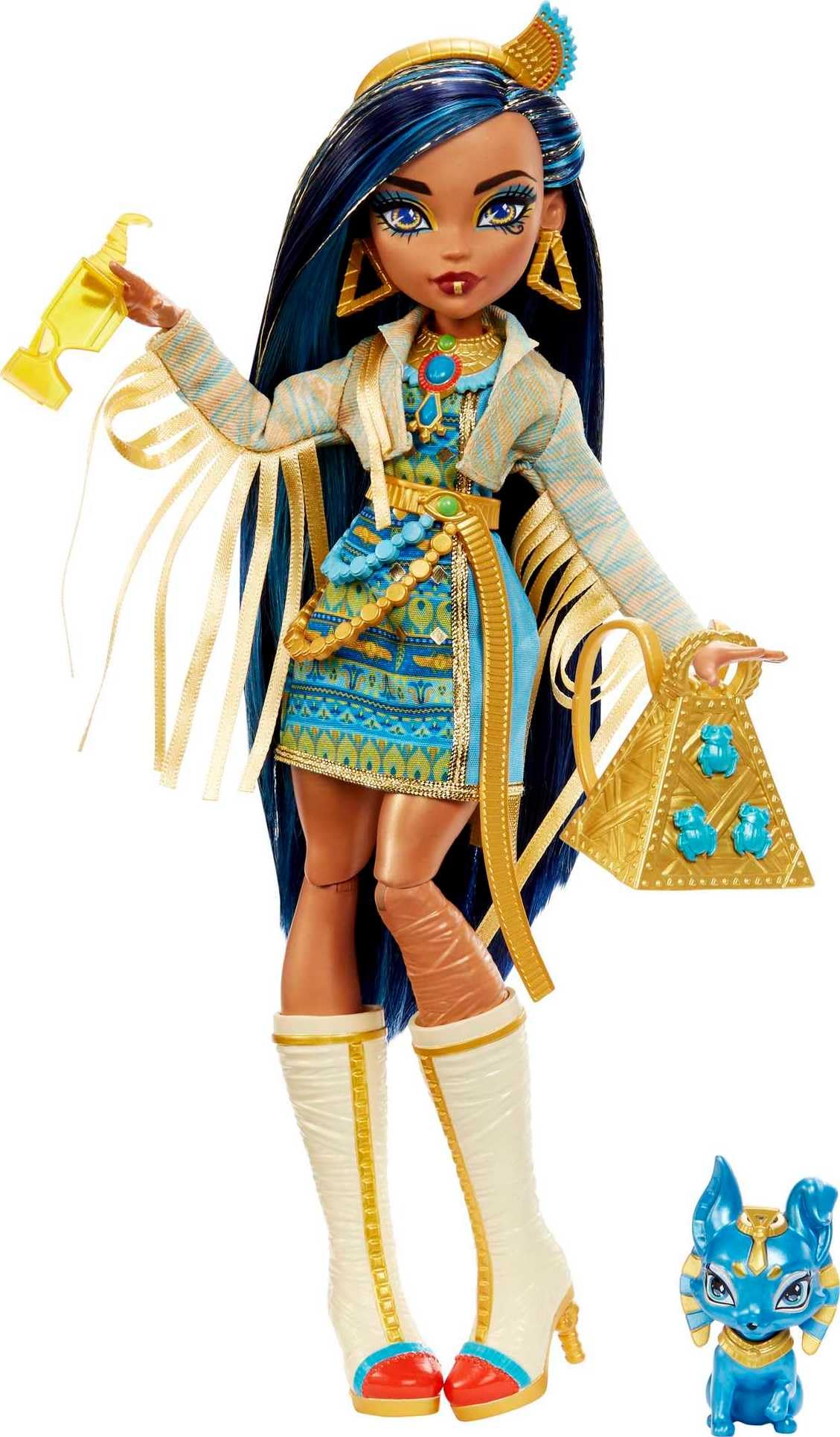 Monster High Cleo De Nile Doll – Blue Streaked Hair, Signature Look, Fashion Accessories & Tut