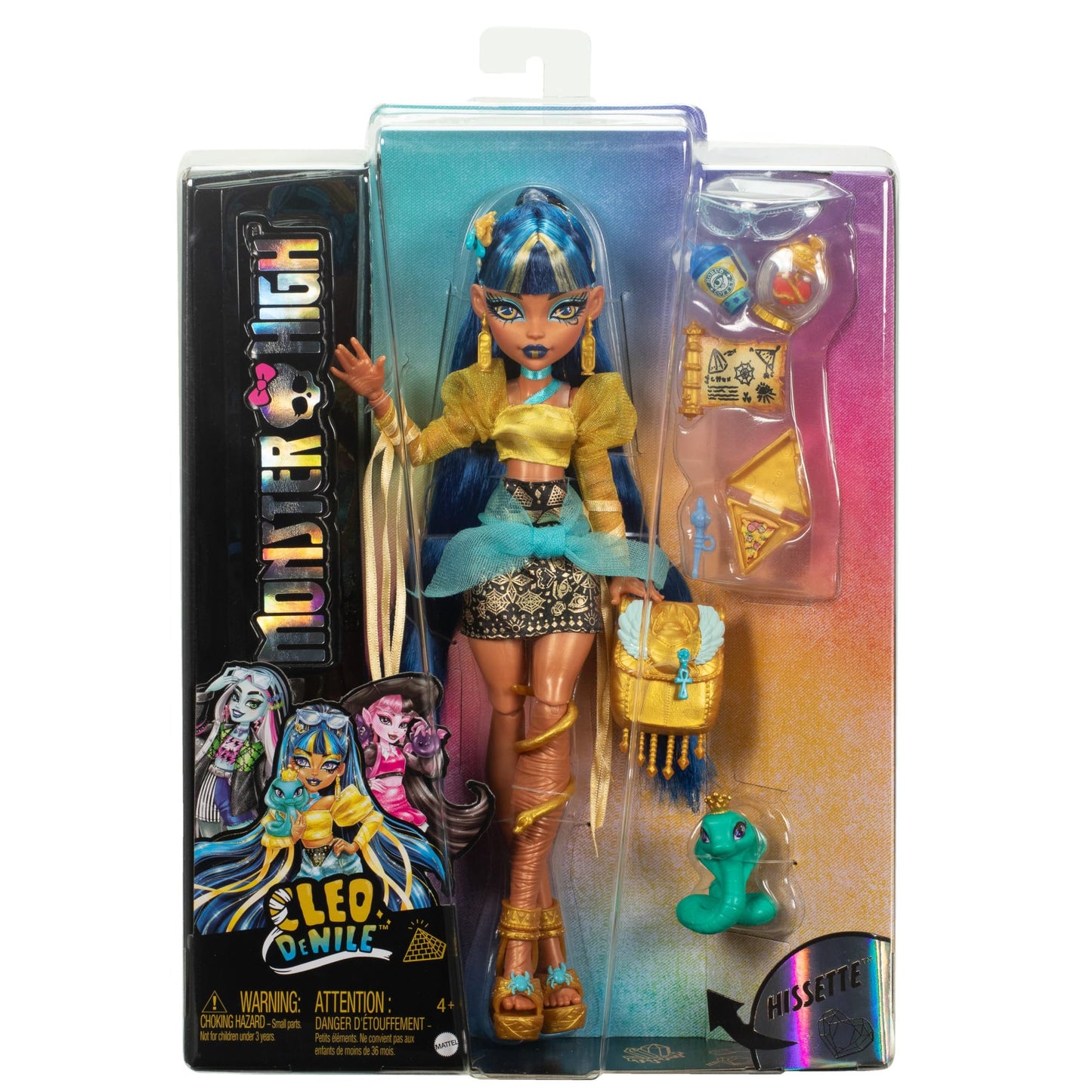 Monster High Cleo De Nile Doll – Golden Blouse & Layered Skirt with Hissette Cobra & Accessories