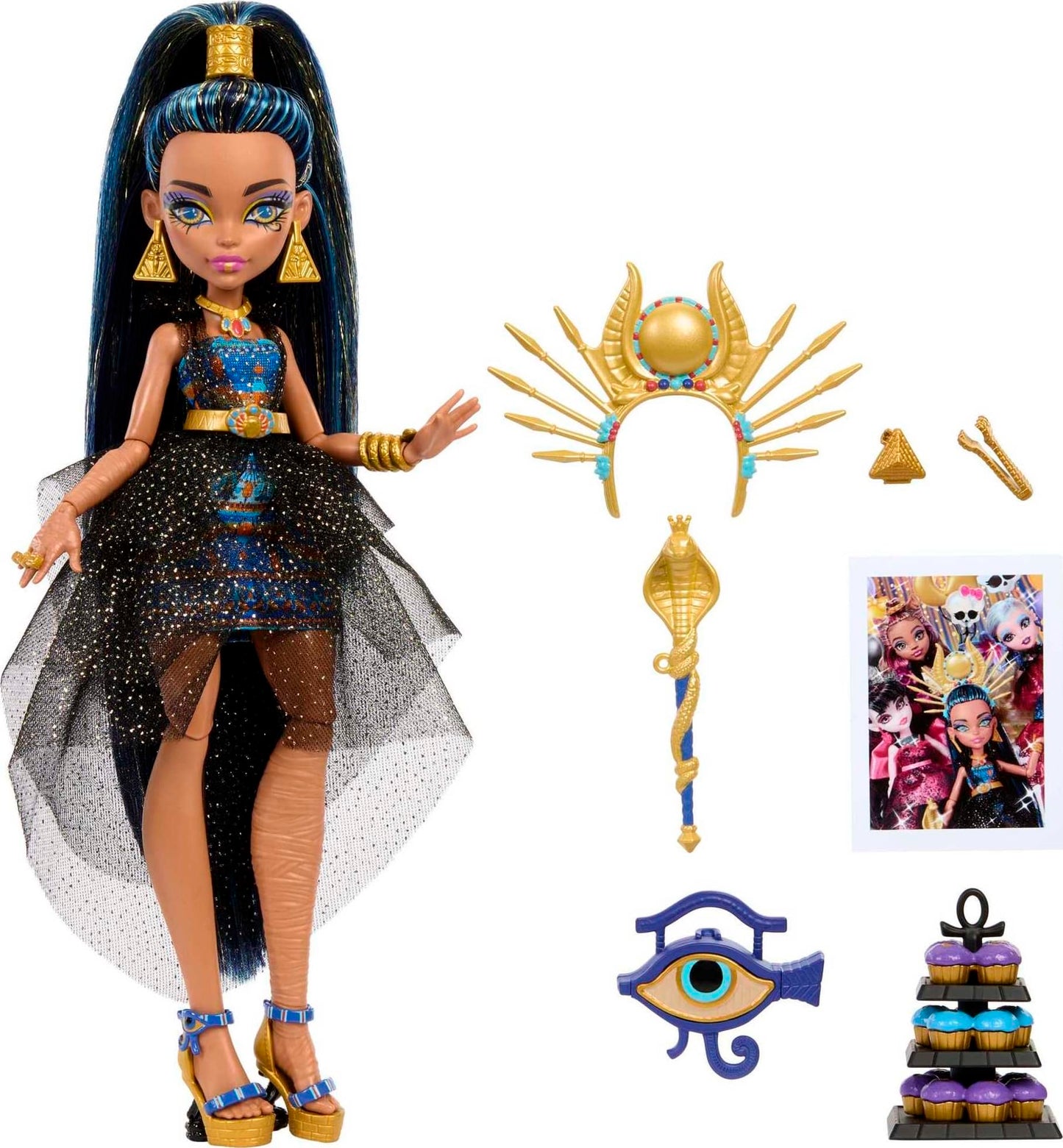 Monster High Cleo De Nile Monster Ball Doll – Party Dress, Scepter & Cupcakes