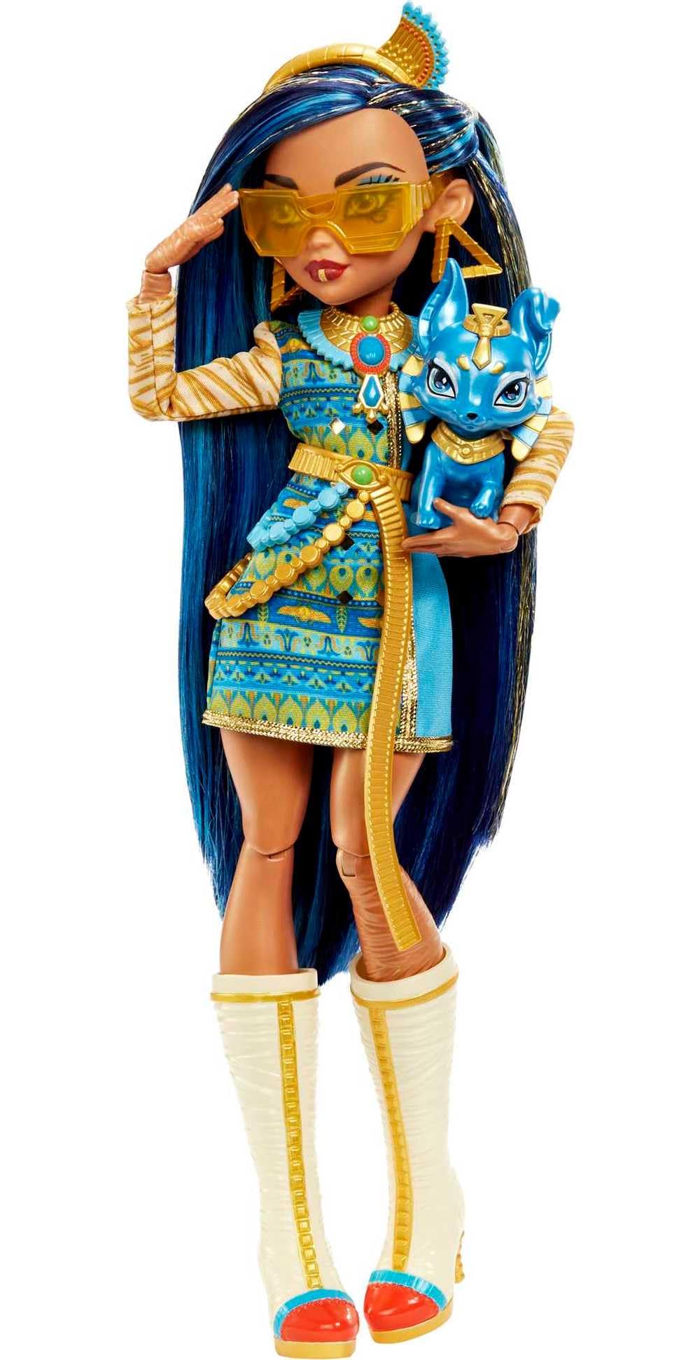 Monster High Cleo De Nile Doll – Blue Streaked Hair, Signature Look, Fashion Accessories & Tut