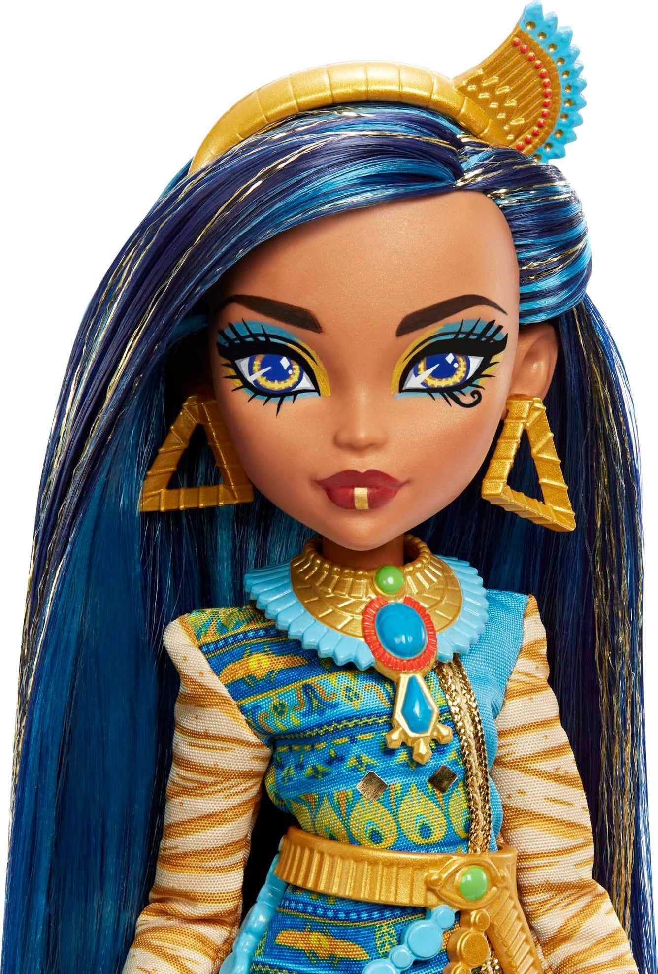 Monster High Cleo De Nile Doll – Blue Streaked Hair, Signature Look, Fashion Accessories & Tut