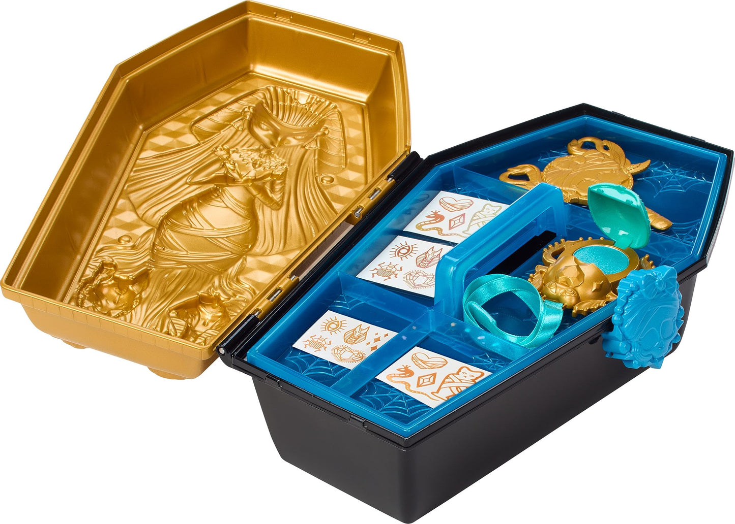 Monster High Cleo De Nile Golden Glam Case Beauty Kit – Tattoos, Necklace & Stickers