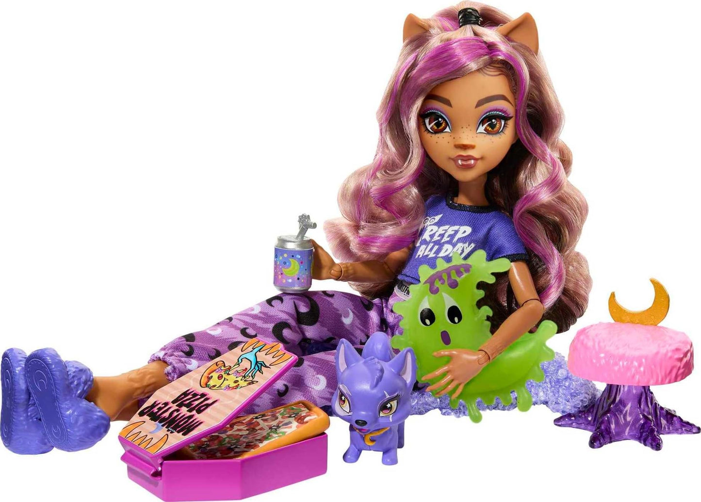 Monster High Creepover Party Doll: Clawdeen Wolf with Crescent – Sleepover Fashion & Accessories